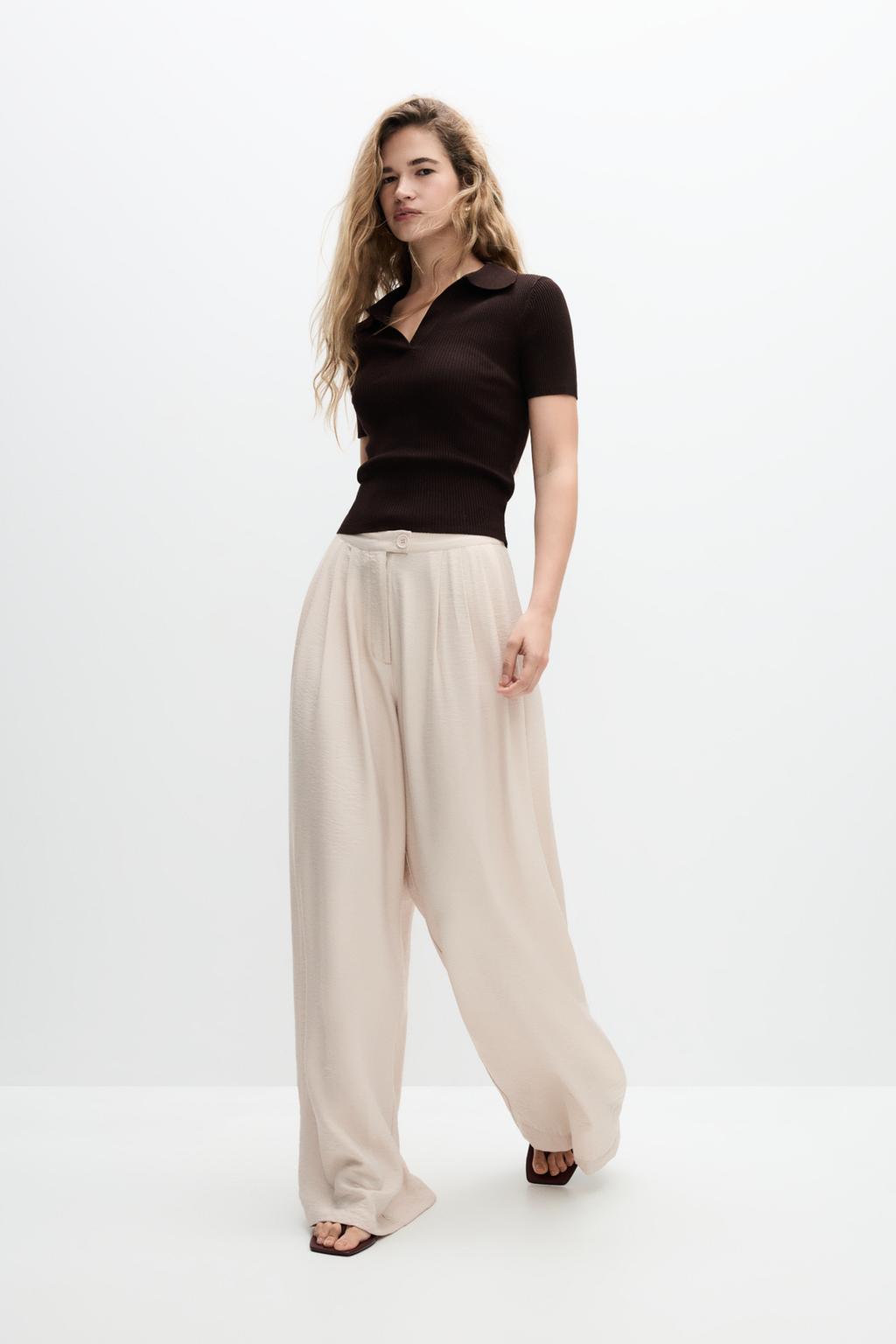 Wide-leg satin trousers