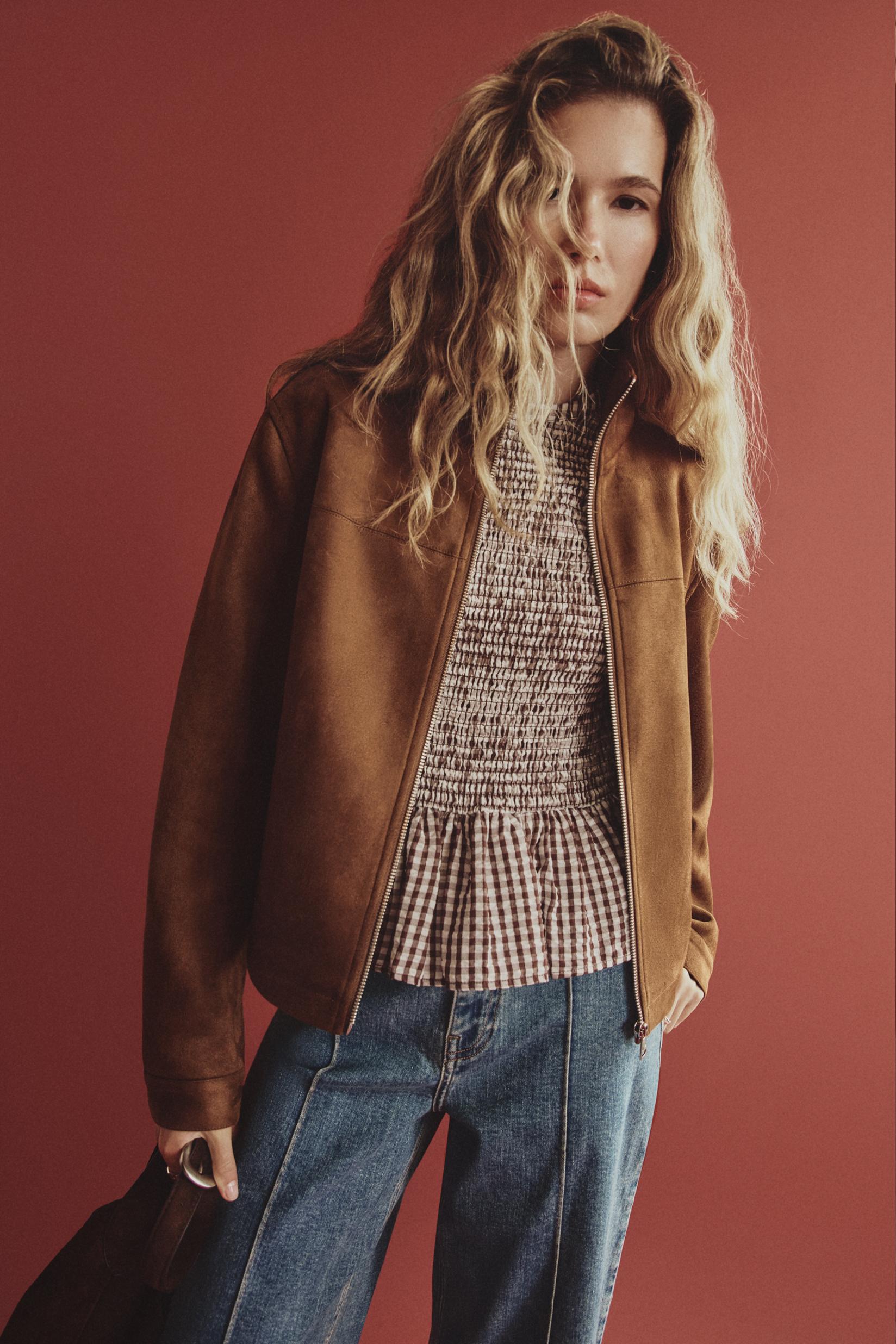 Faux suede jacket — BRANDY