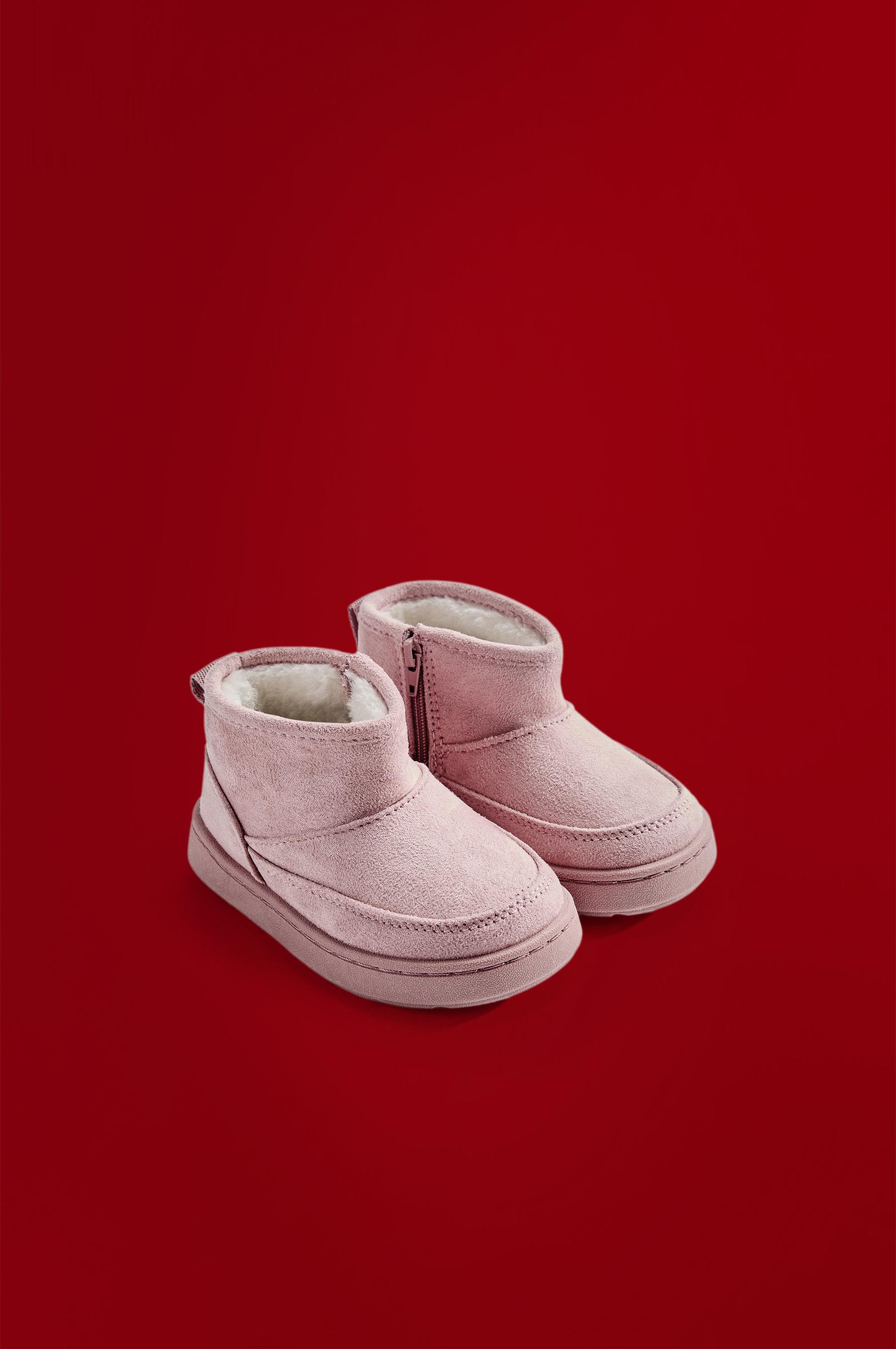 Lined faux fur boot — PALE PINK