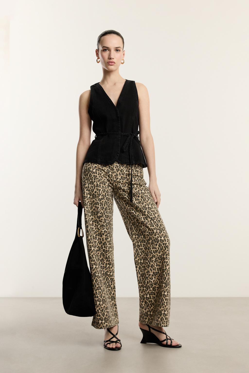 Women's Britney Leopard Wide Leg Jeans
