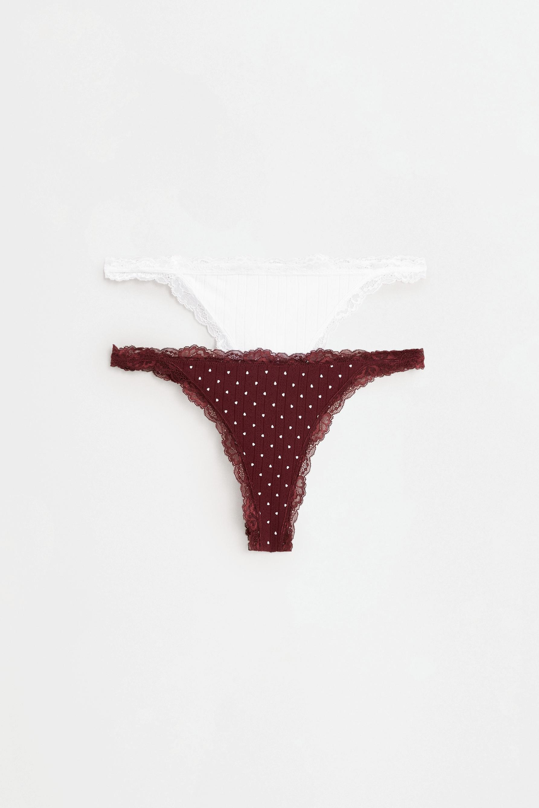 Lace thongs (2-pack) — BURGUNDY