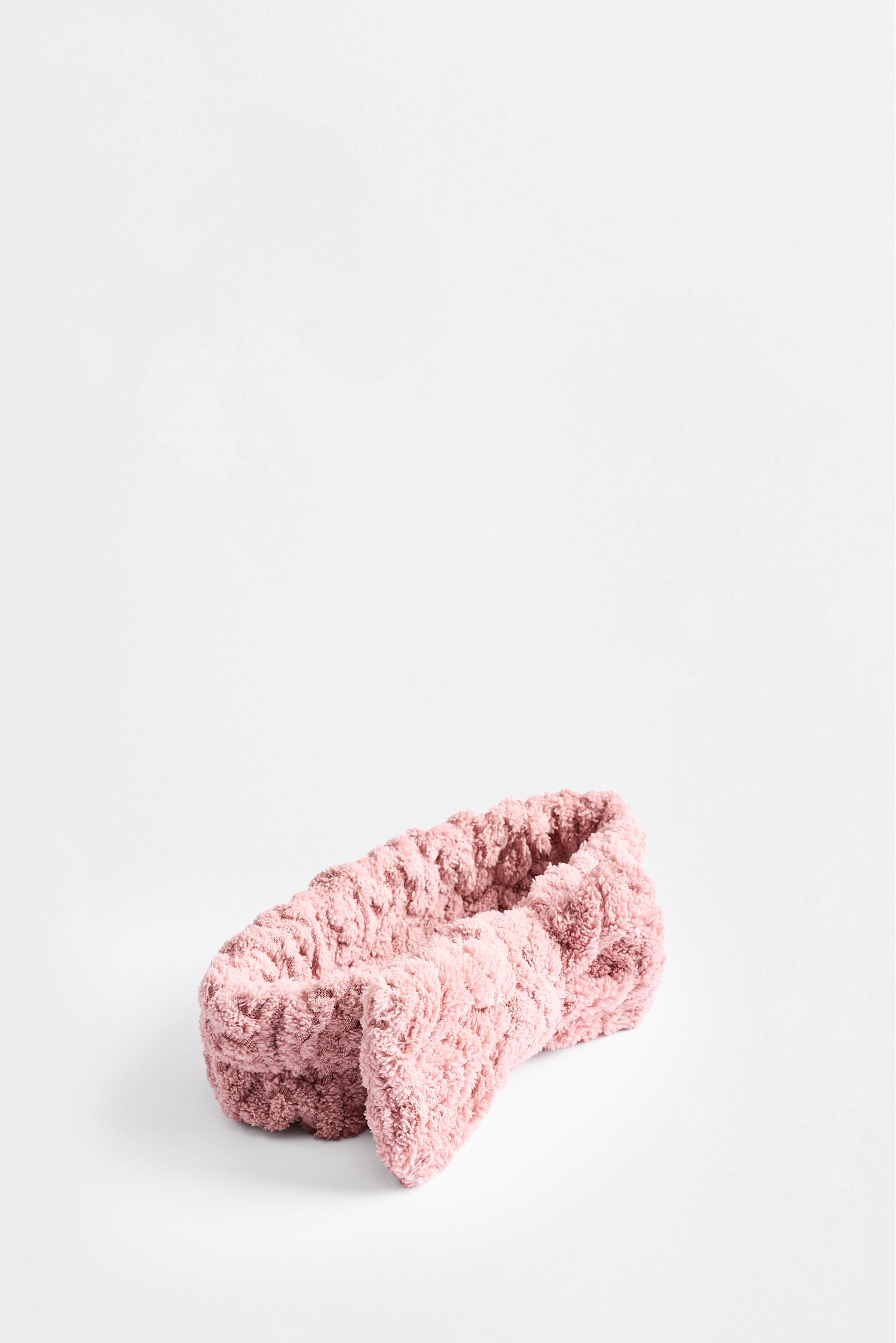 Towel-effect bow headband — PASTEL PINK