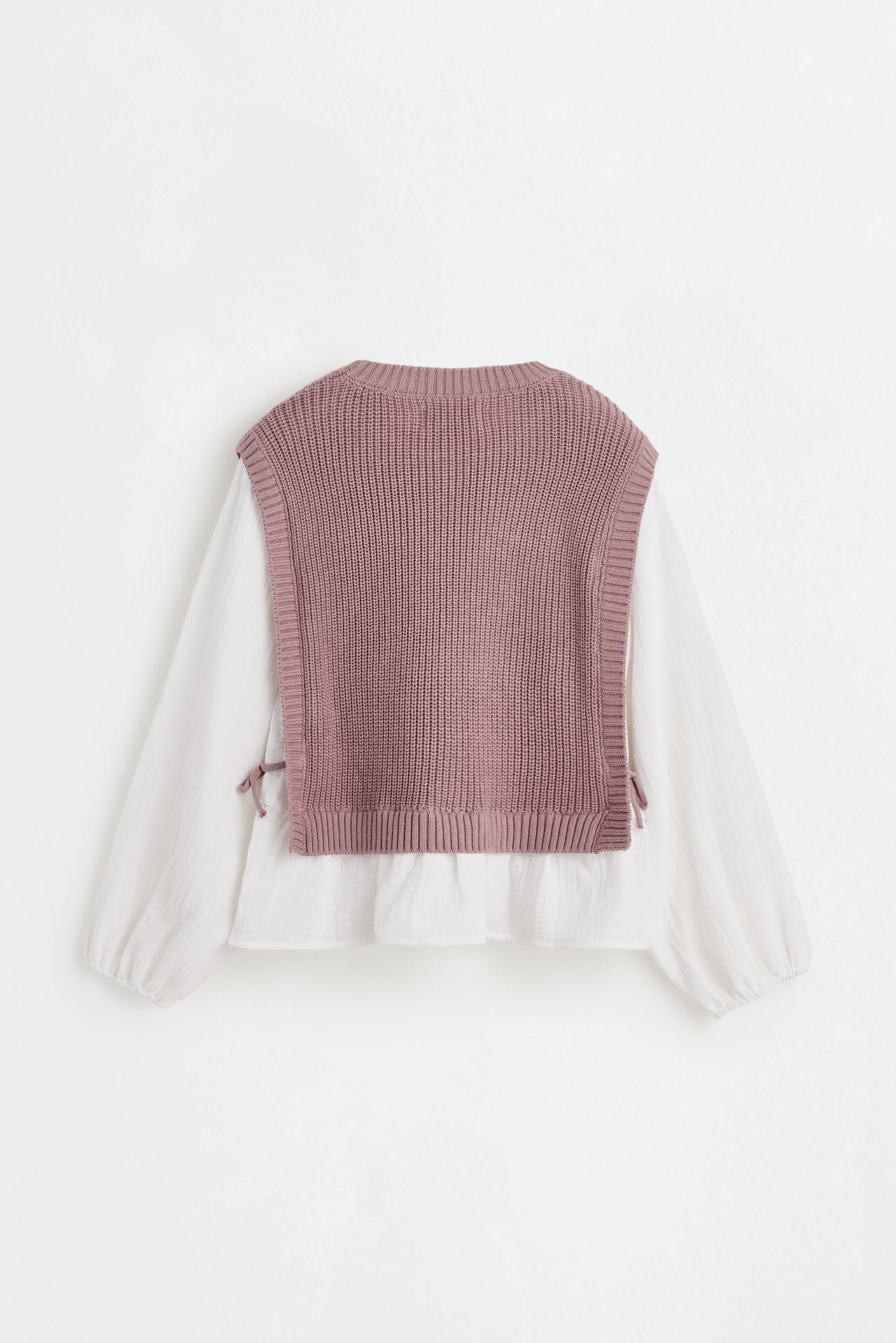 Knit Vest and Blouse Co-ord — CHALK PINK