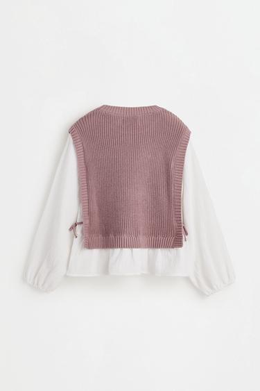 Knit Vest and Blouse Co-ord — CHALK PINK 2