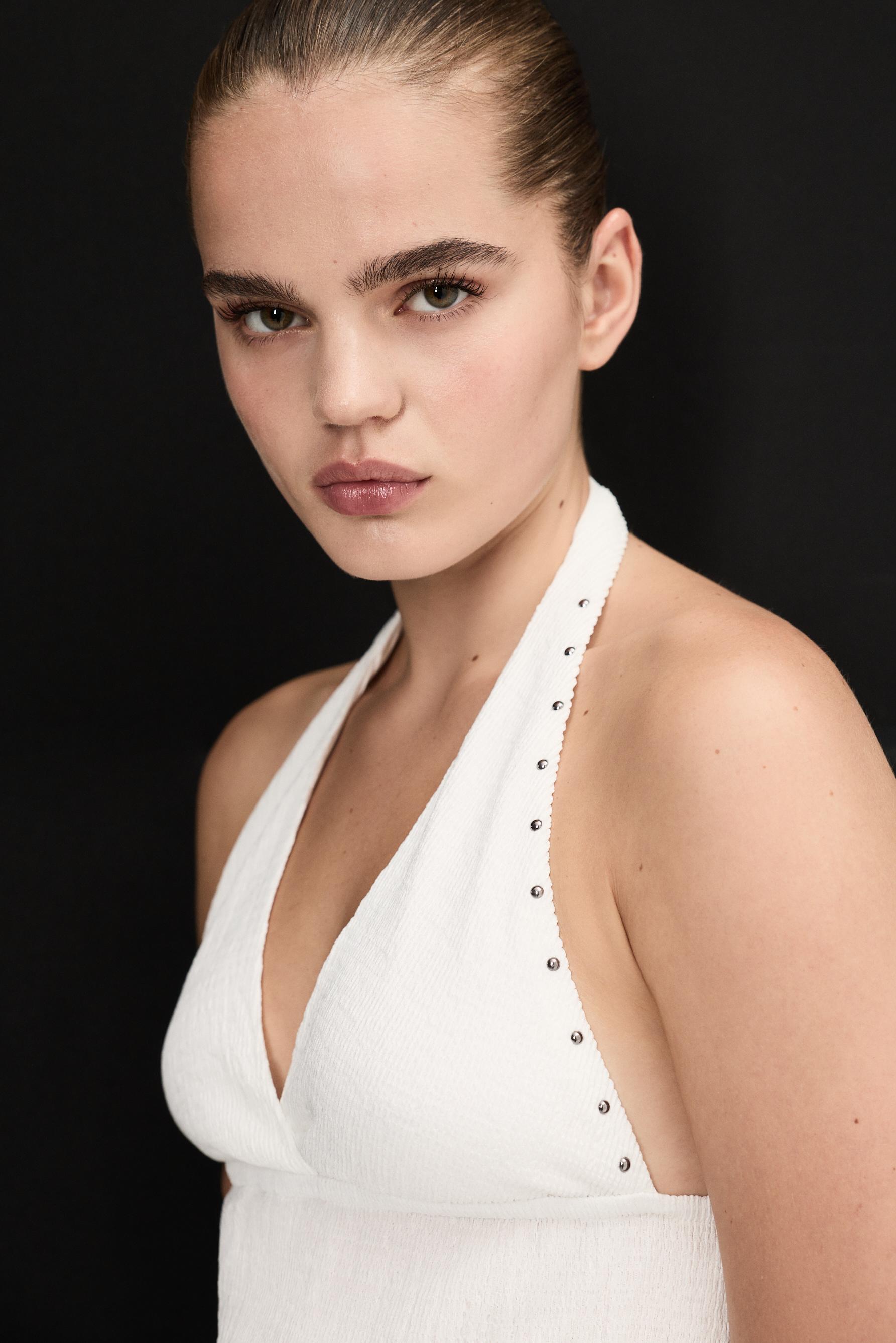 Studded halter top — OFF WHITE