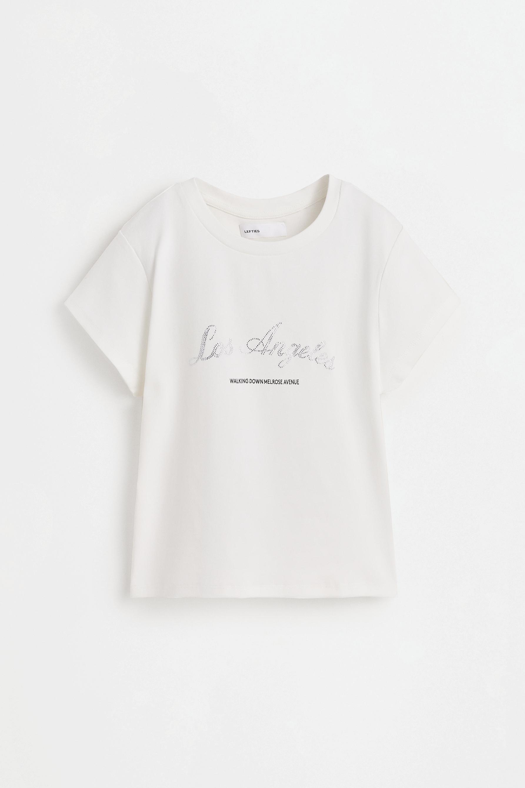 Rhinestone slogan T-shirt — OFF WHITE