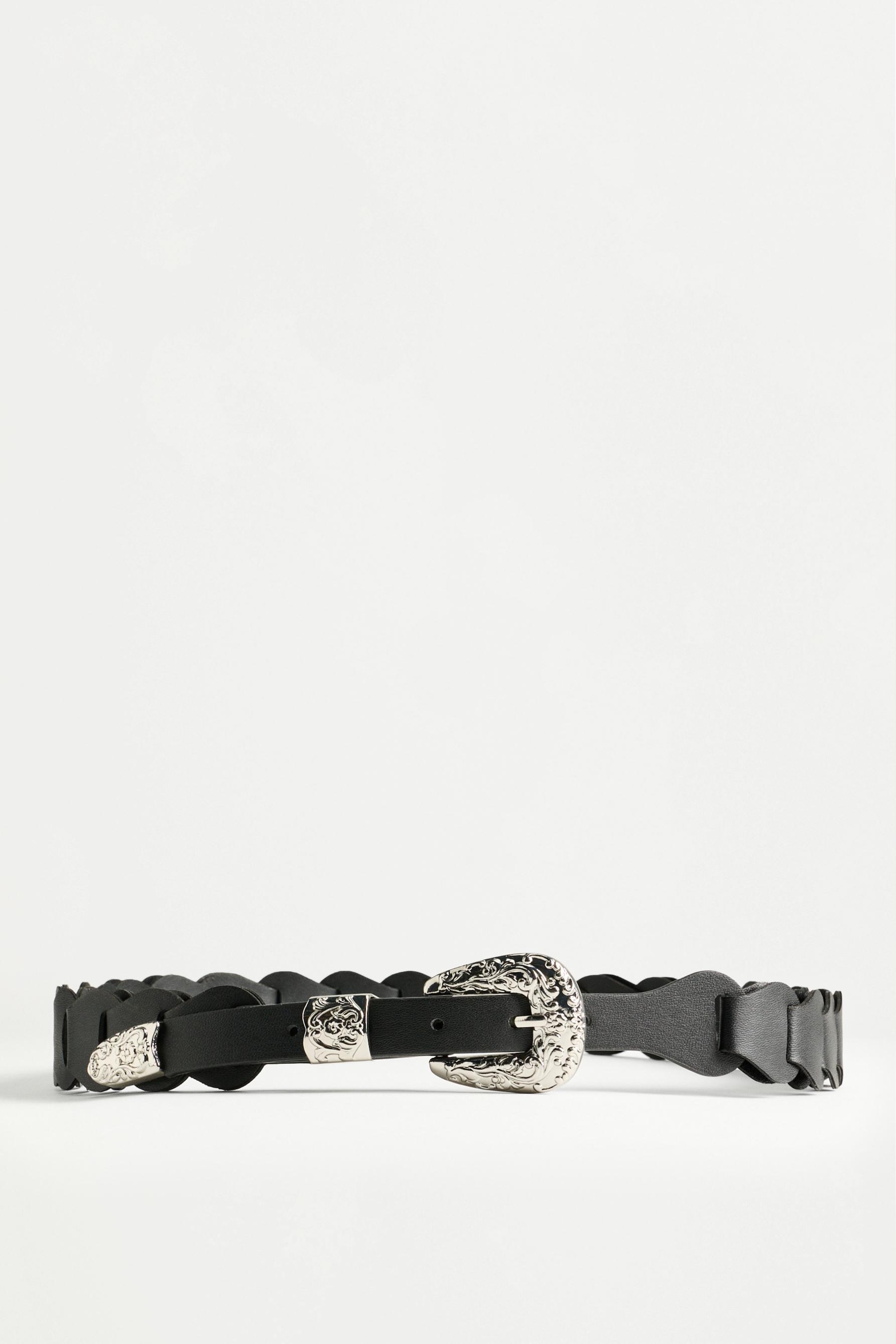 Engraved buckle belt — BLACK MARL
