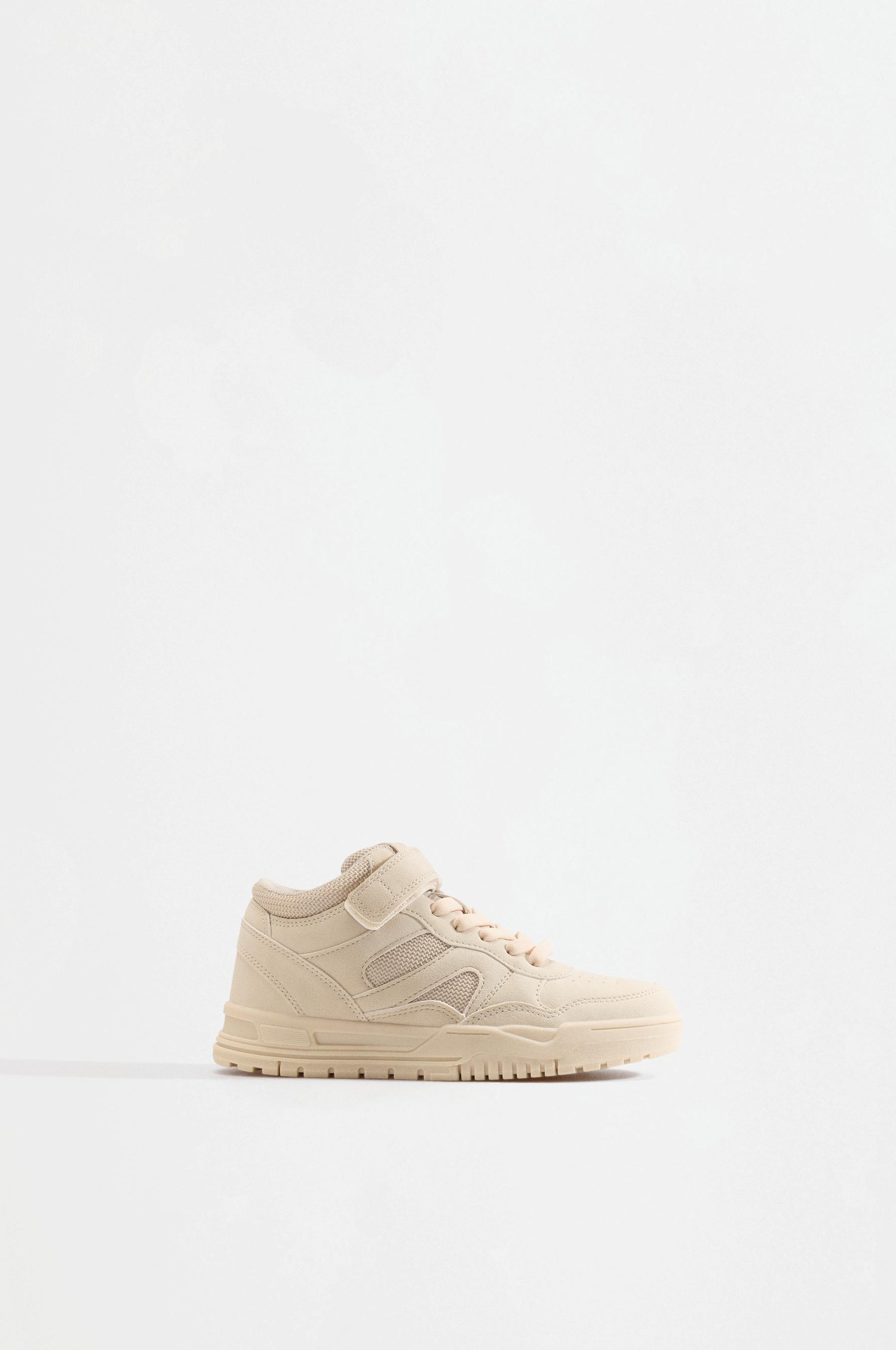 Monochrome high-top sneakers — BEIGE