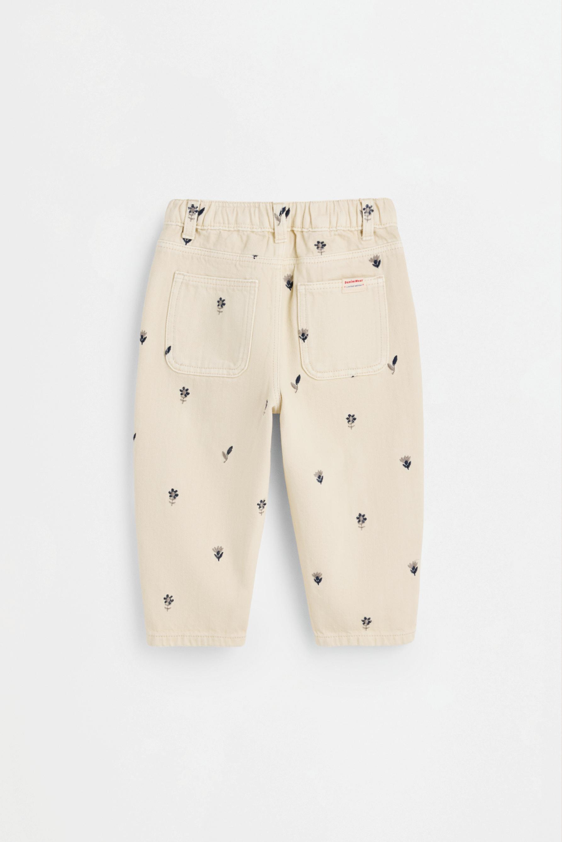 Embroidered balloon jeans — PALE ECRU