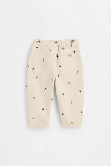 Embroidered balloon jeans — PALE ECRU 3