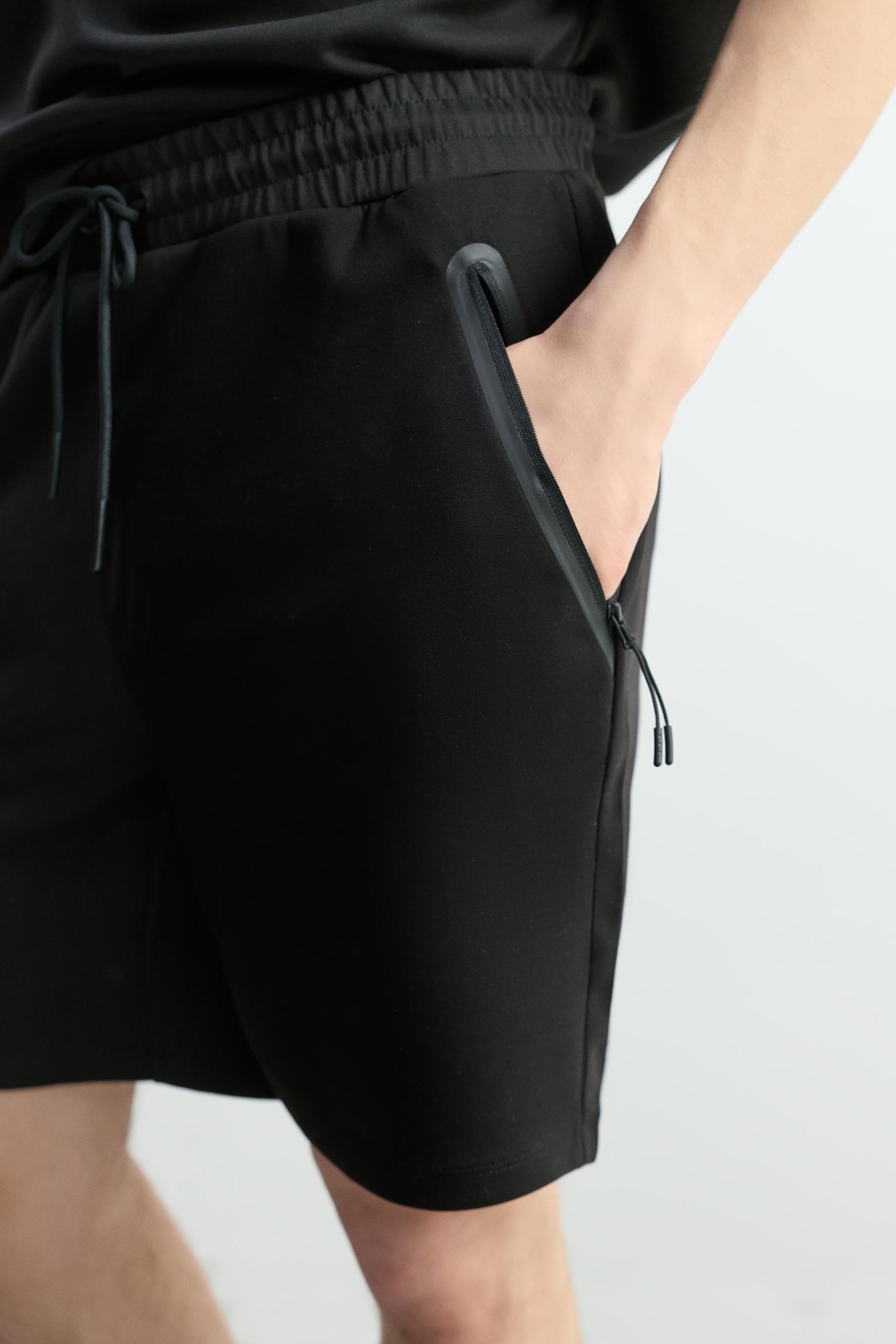 Basic interlock Bermuda shorts — BLACK