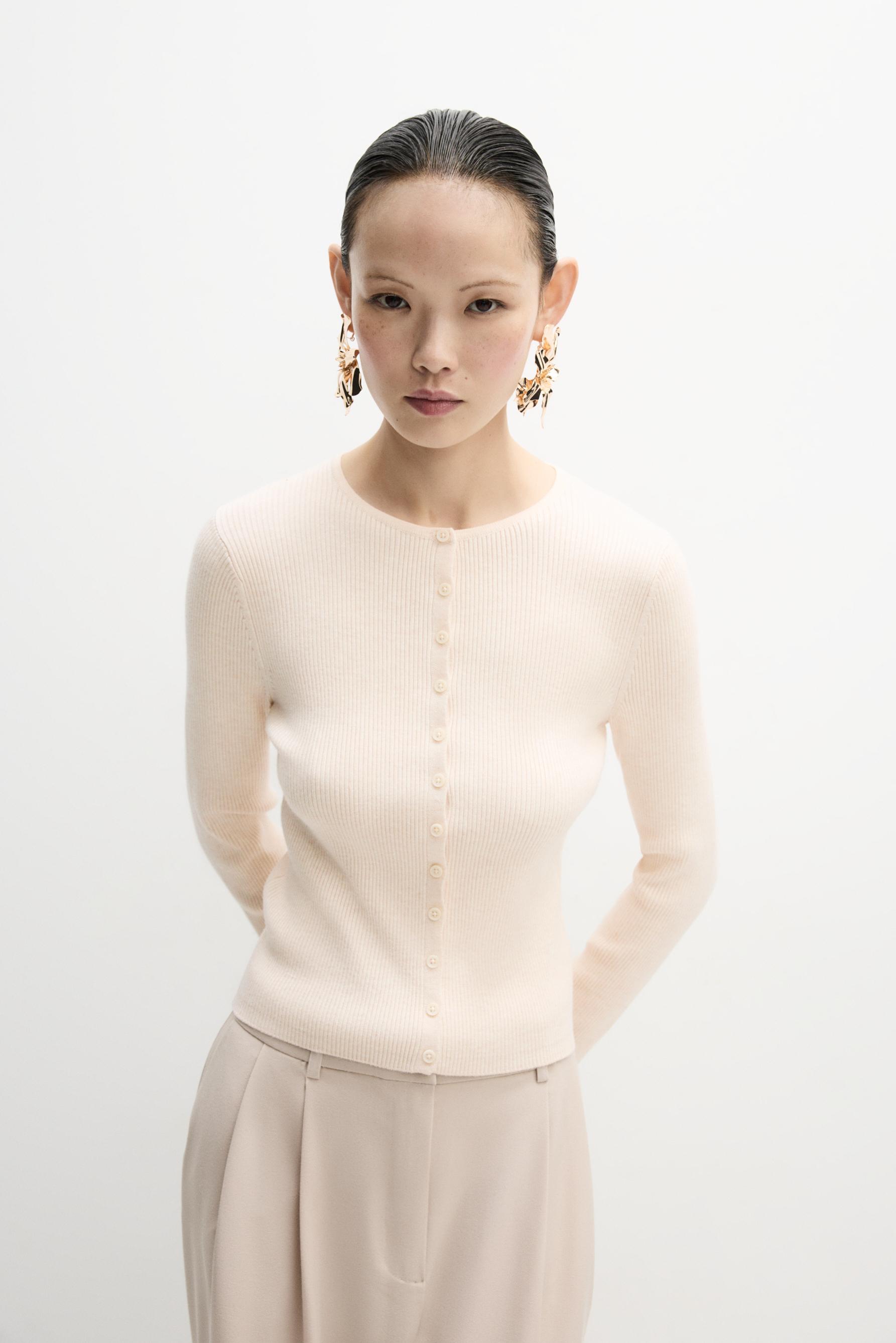 Chaqueta cuello redondo canalé