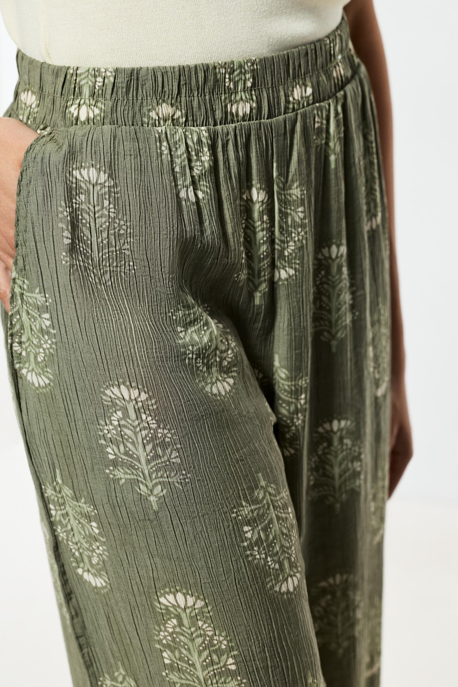 Textured culottes — MEDIUM GREEN