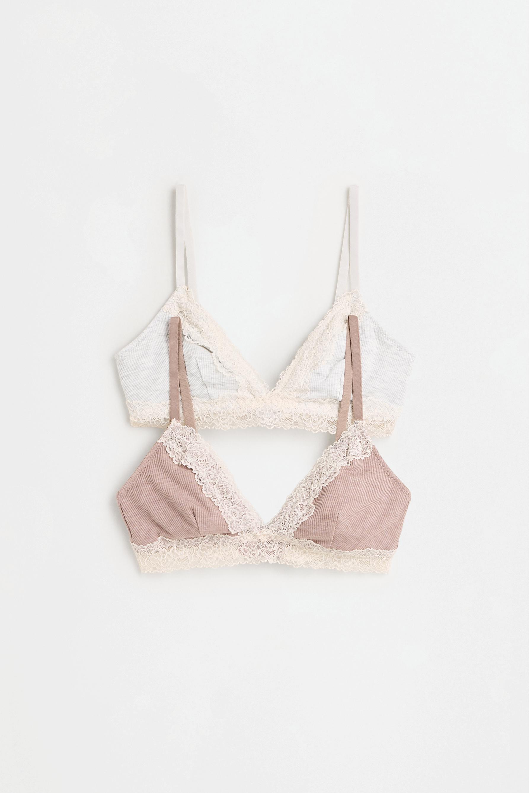 Lace triangle bra (2-pack) — BROWN