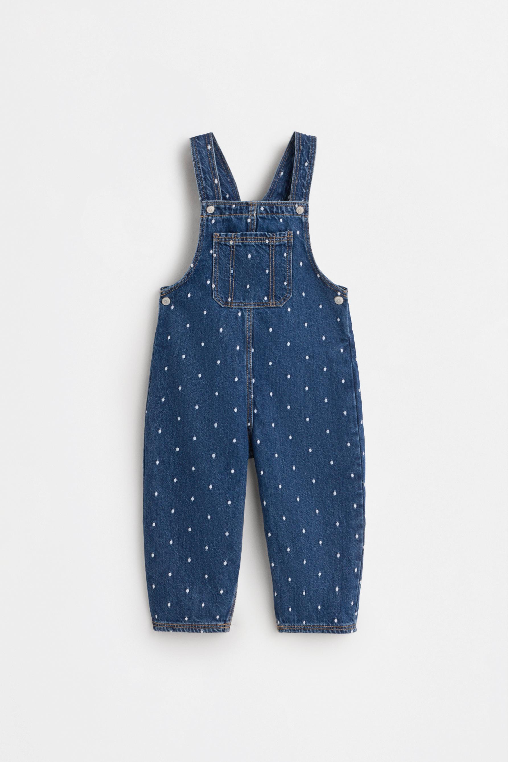 Embroidered denim dungarees — DARK BLUE