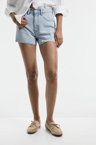 Distressed denim shorts — FADED NAVY 2