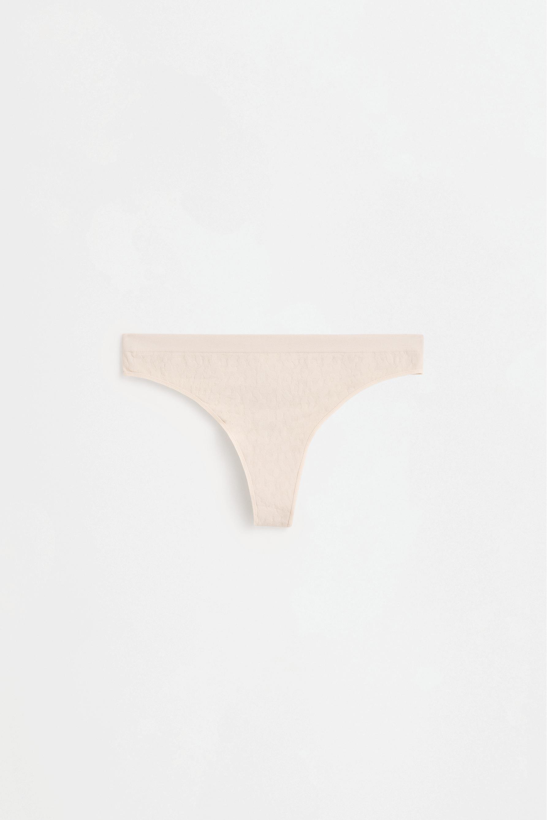 Pack of 2 seamless animal jacquard thongs — ECRU/BLACK