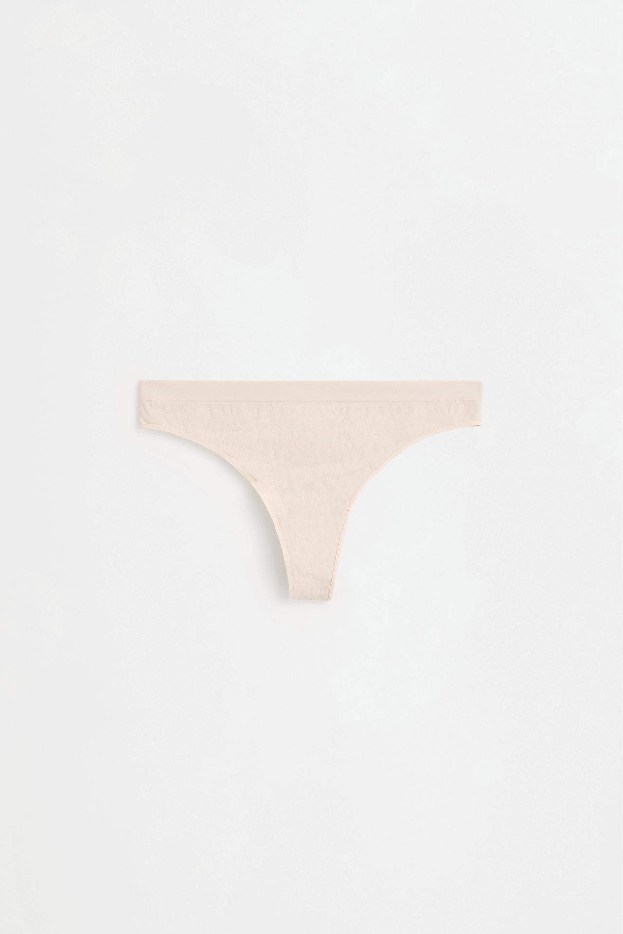 Pack of 2 seamless animal jacquard thongs — ECRU/BLACK