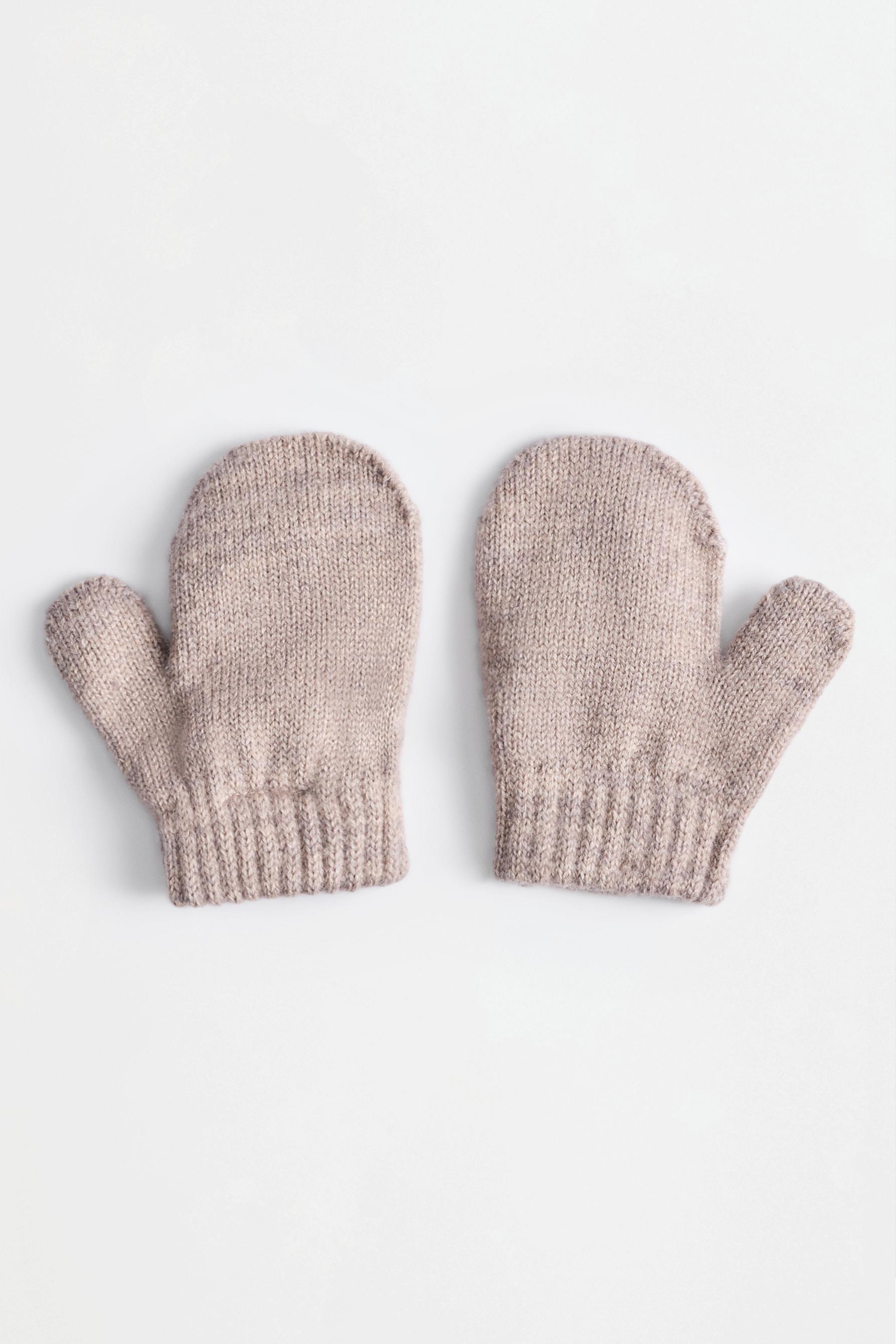 Knit mittens — BROWN