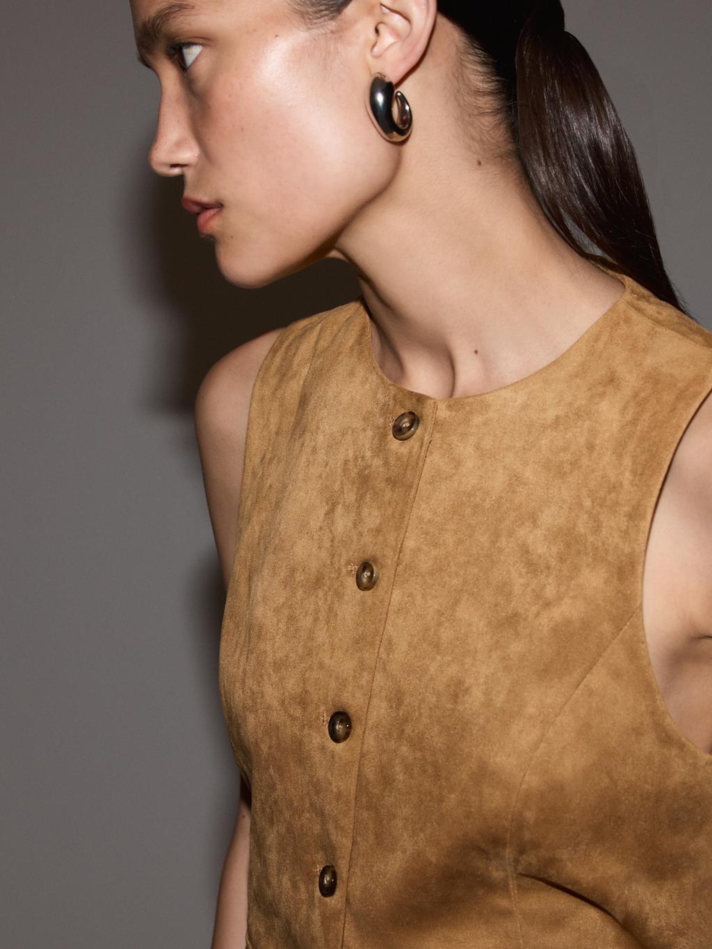 Faux suede top