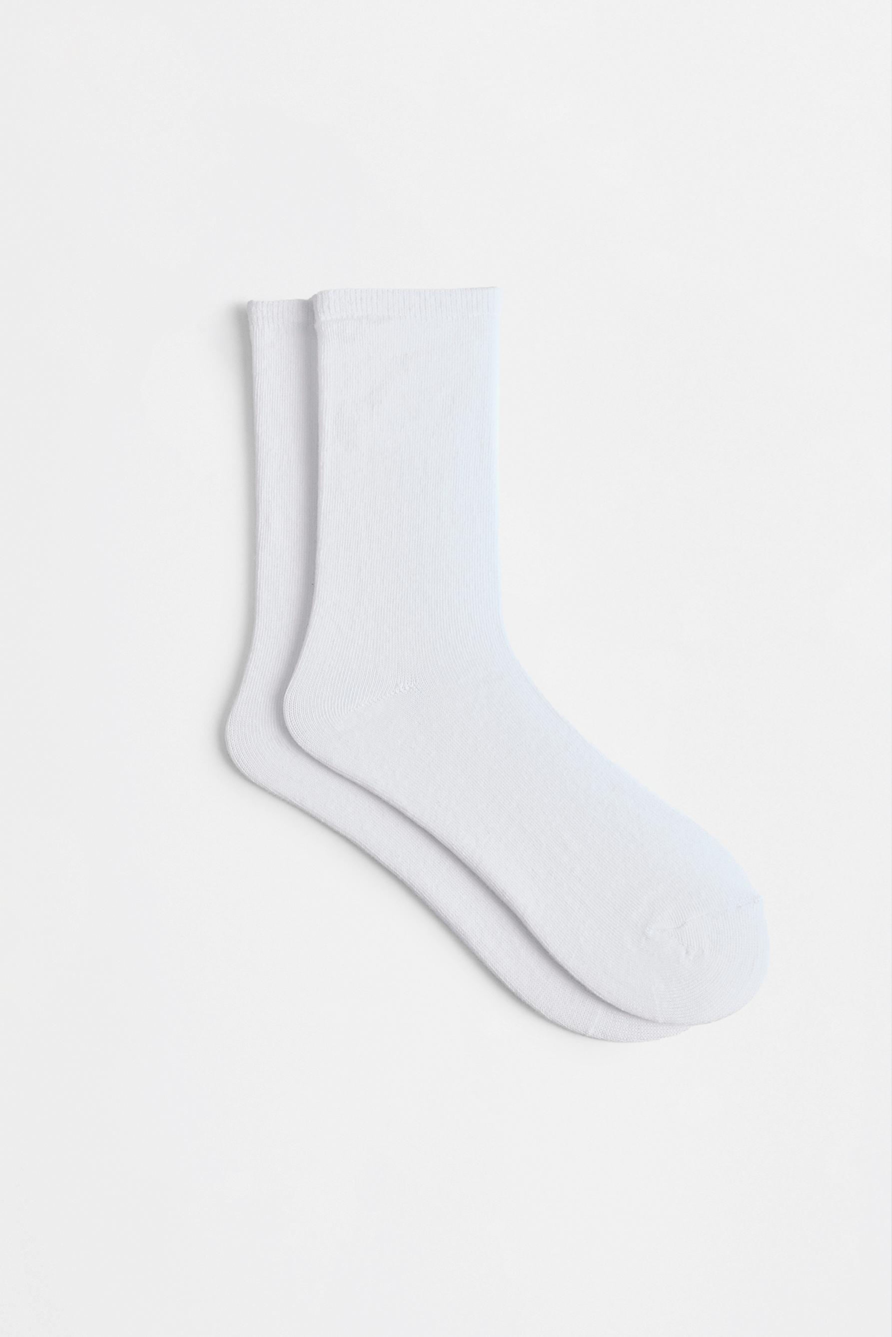 Plain long socks (10-pack) — WHITE