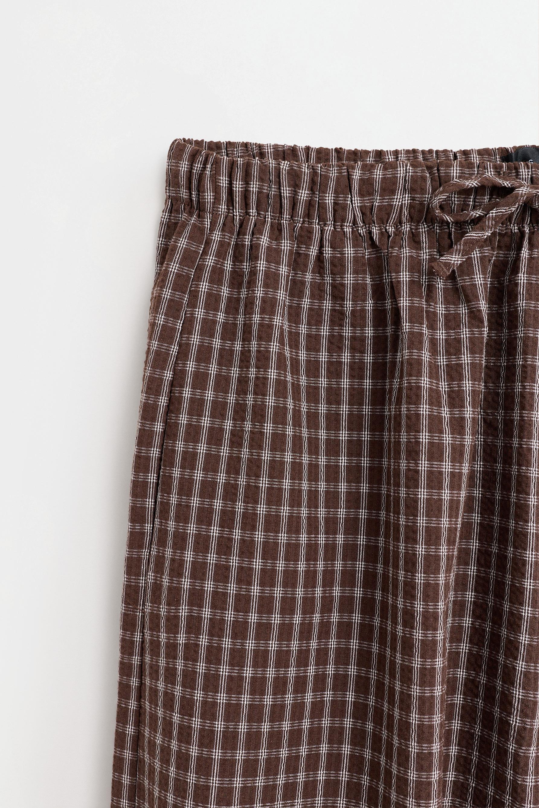Check balloon trousers — BROWN