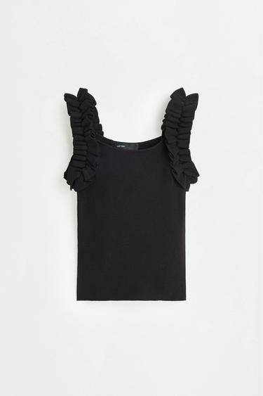 Ruffled knit top — BLACK 6