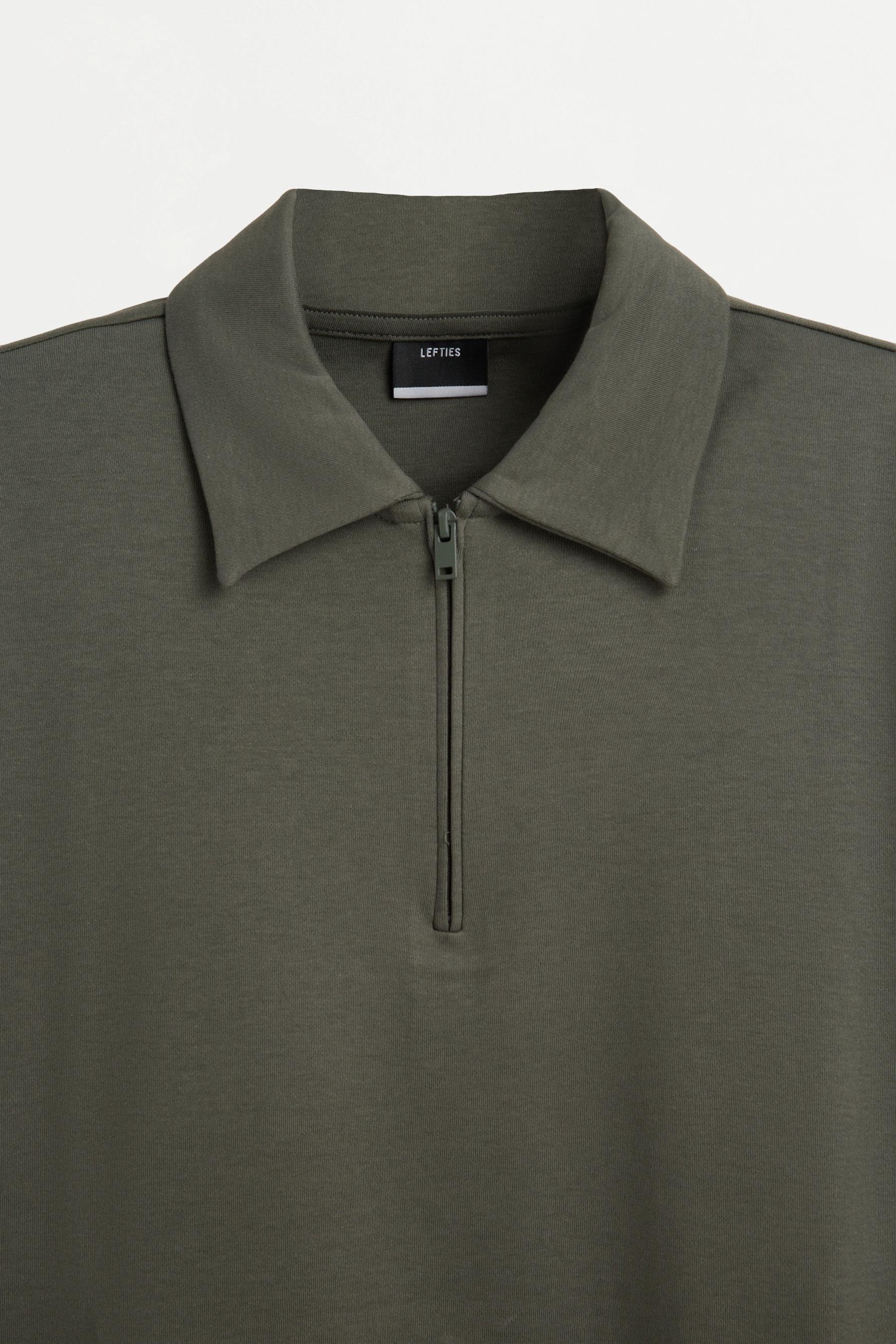 Interlock zip-up polo shirt — GREEN