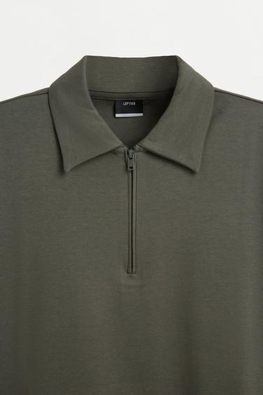 Interlock zip-up polo shirt — GREEN 7