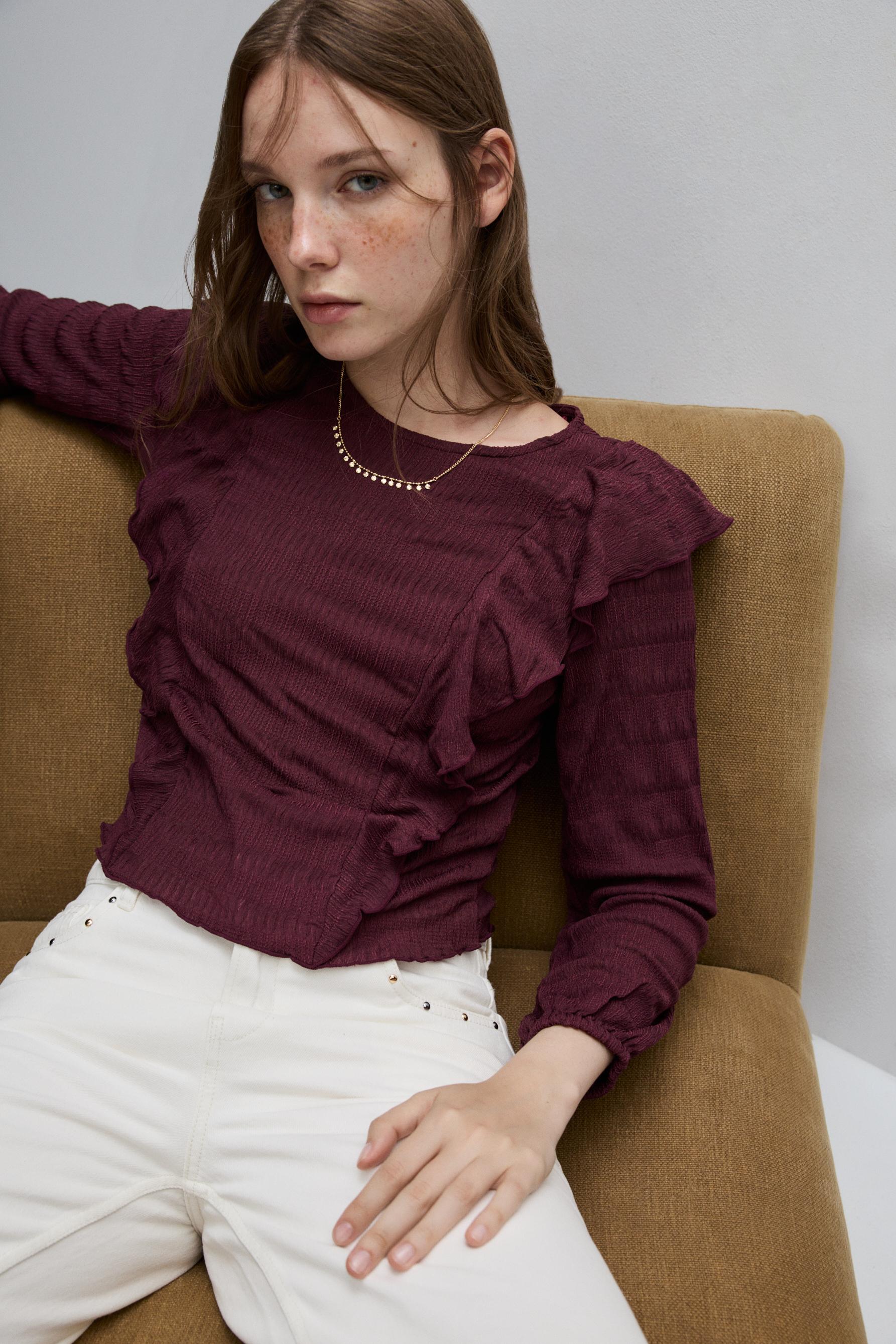 Blusa textura volantes