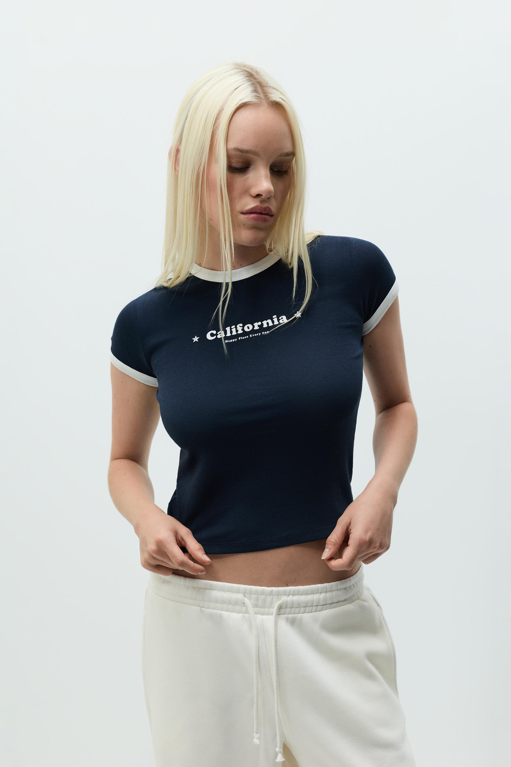 Printed T-shirt — NAVY