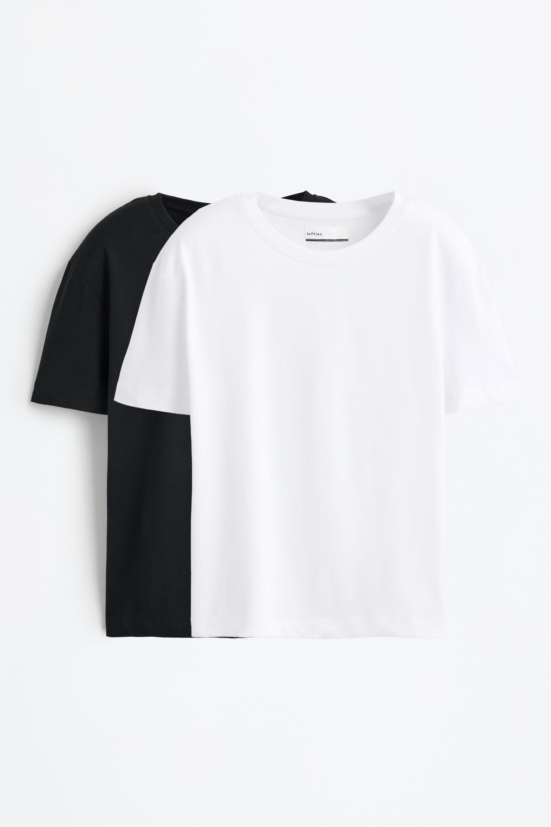 2-pack of basic round neck T-shirts — BLACK
