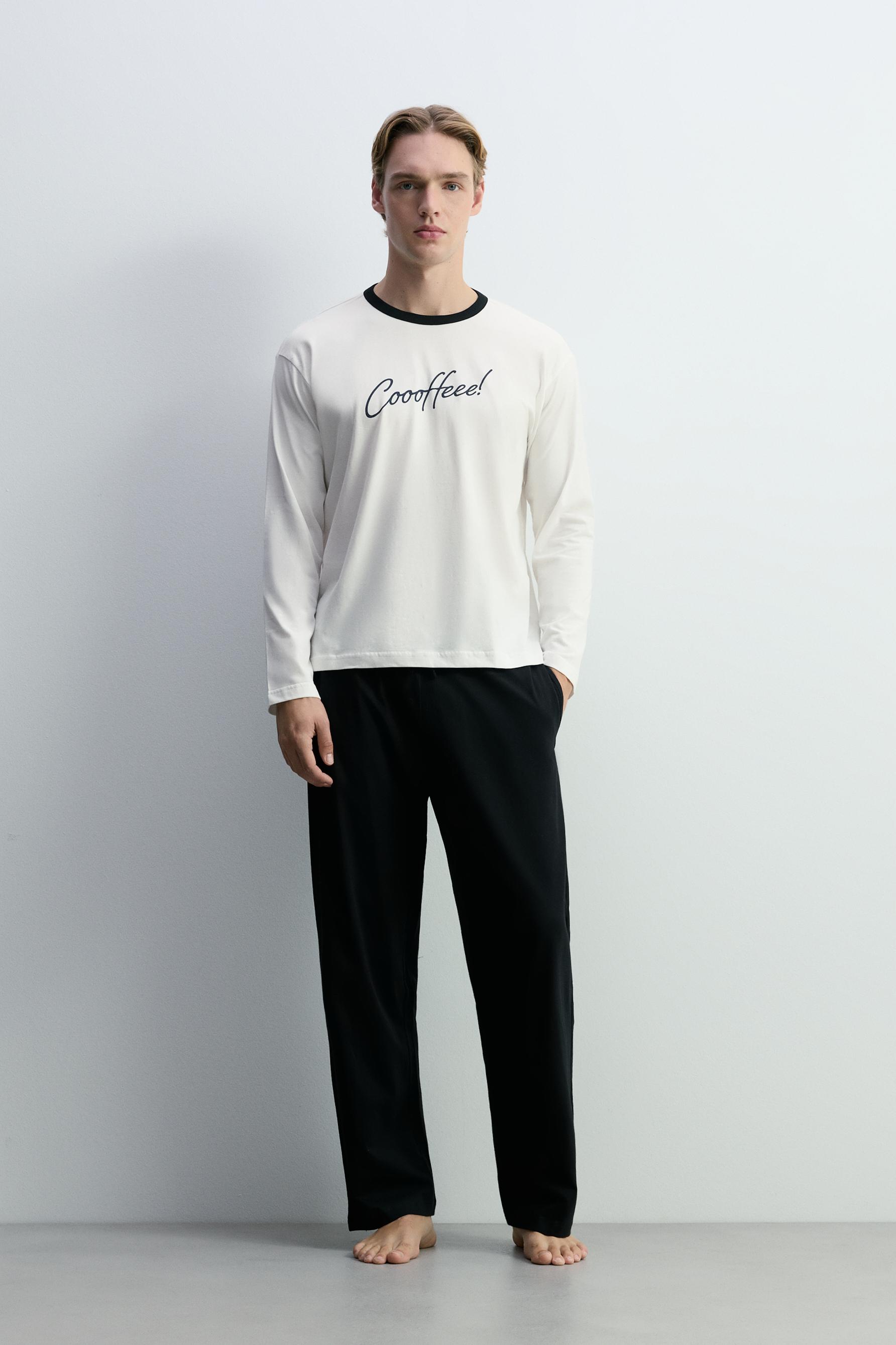 Pijama largo cuello contraste