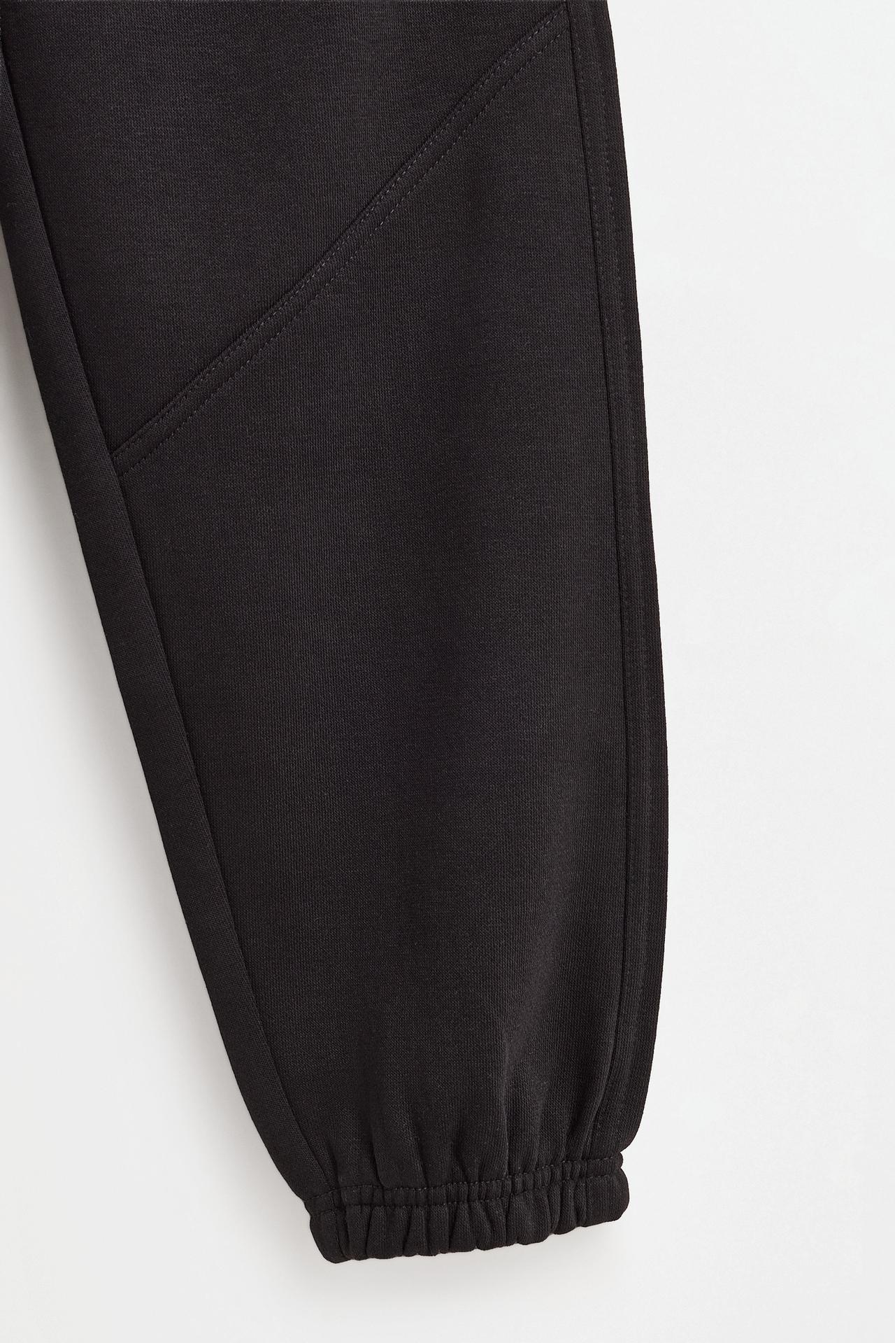 Plush trousers with seam detail — BLACK