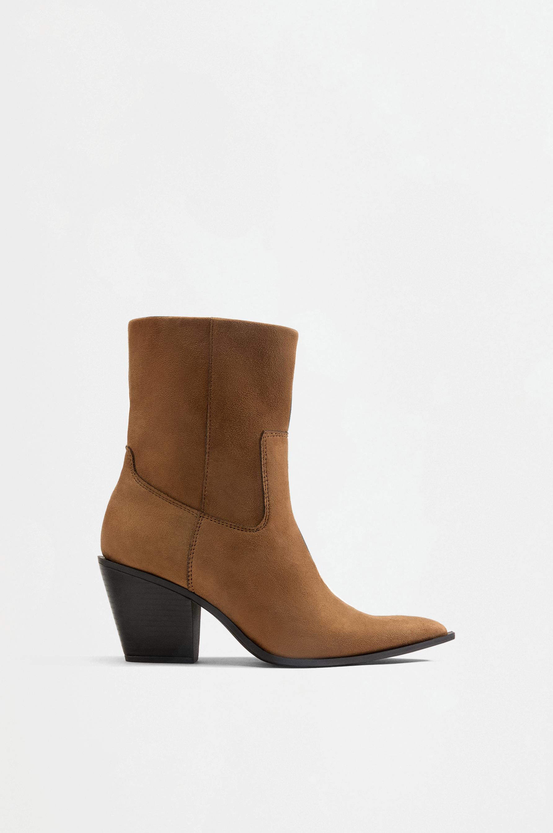 Faux suede ankle boots — LEATHER