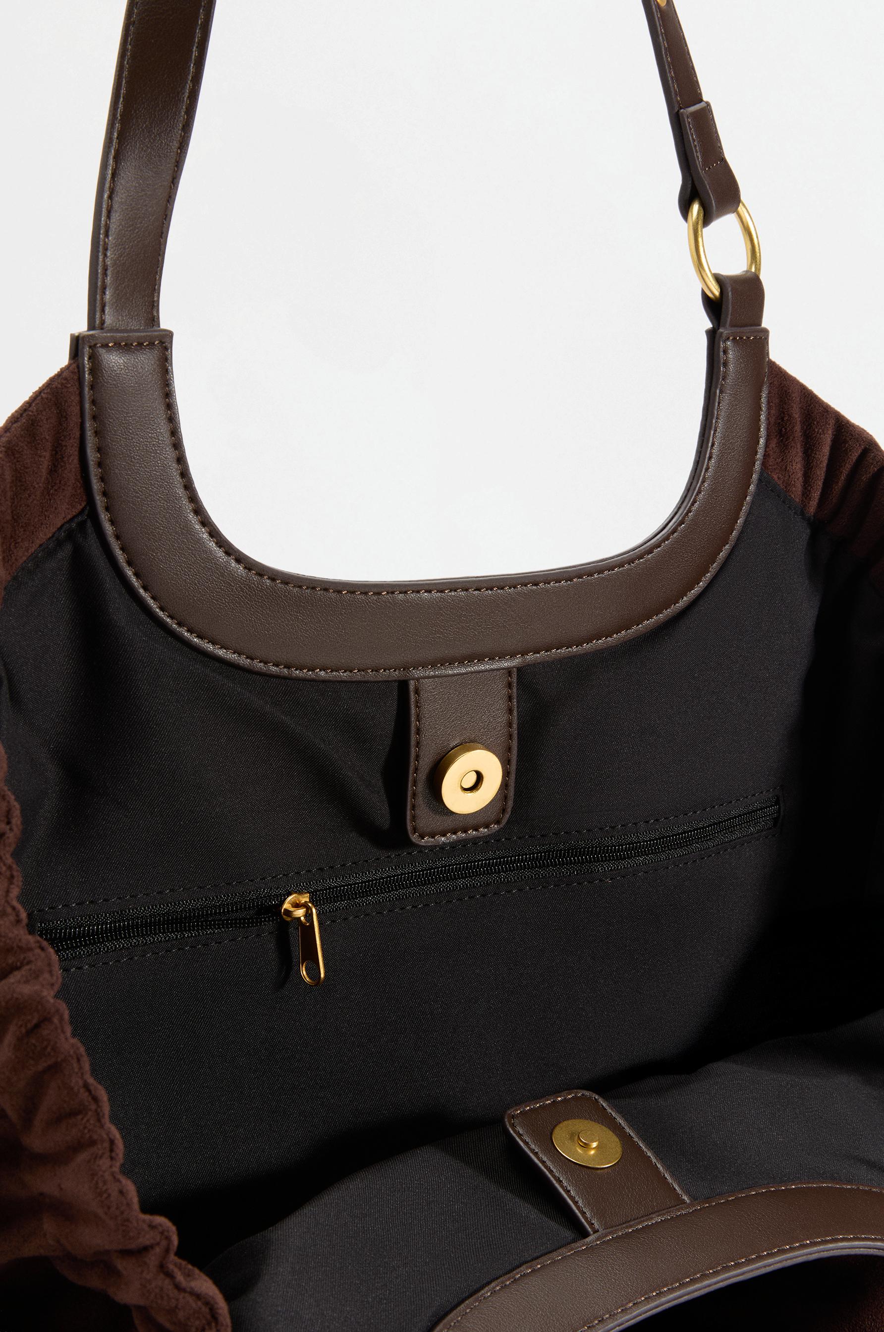 Faux suede shopper bag — BROWN