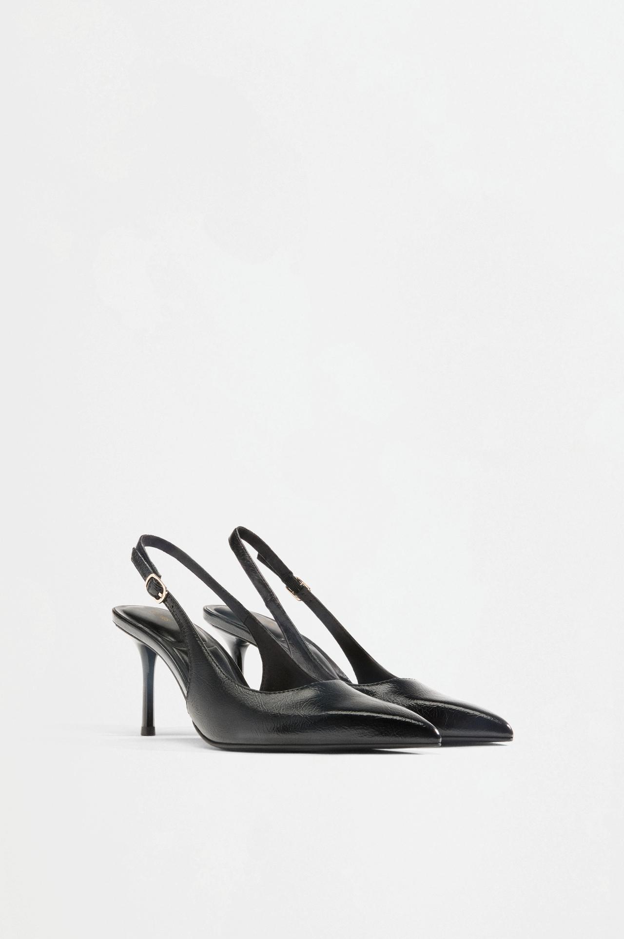 High-heeled slingback shoe — BLACK