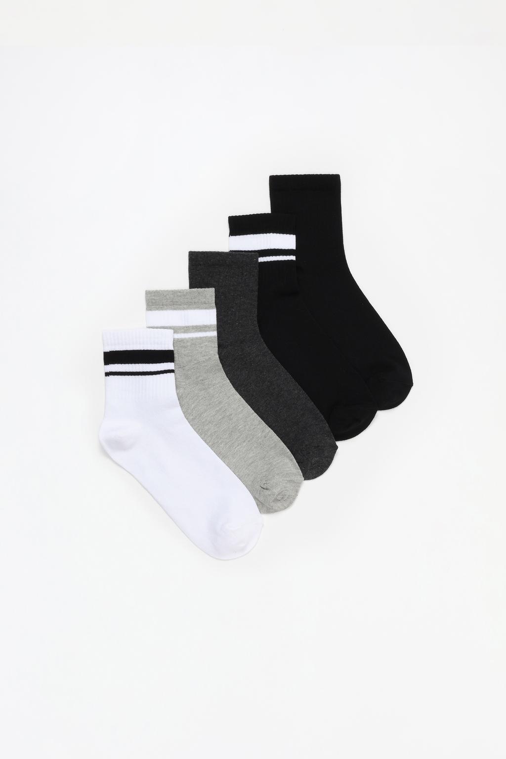 Pack of 5 long striped ankle socks