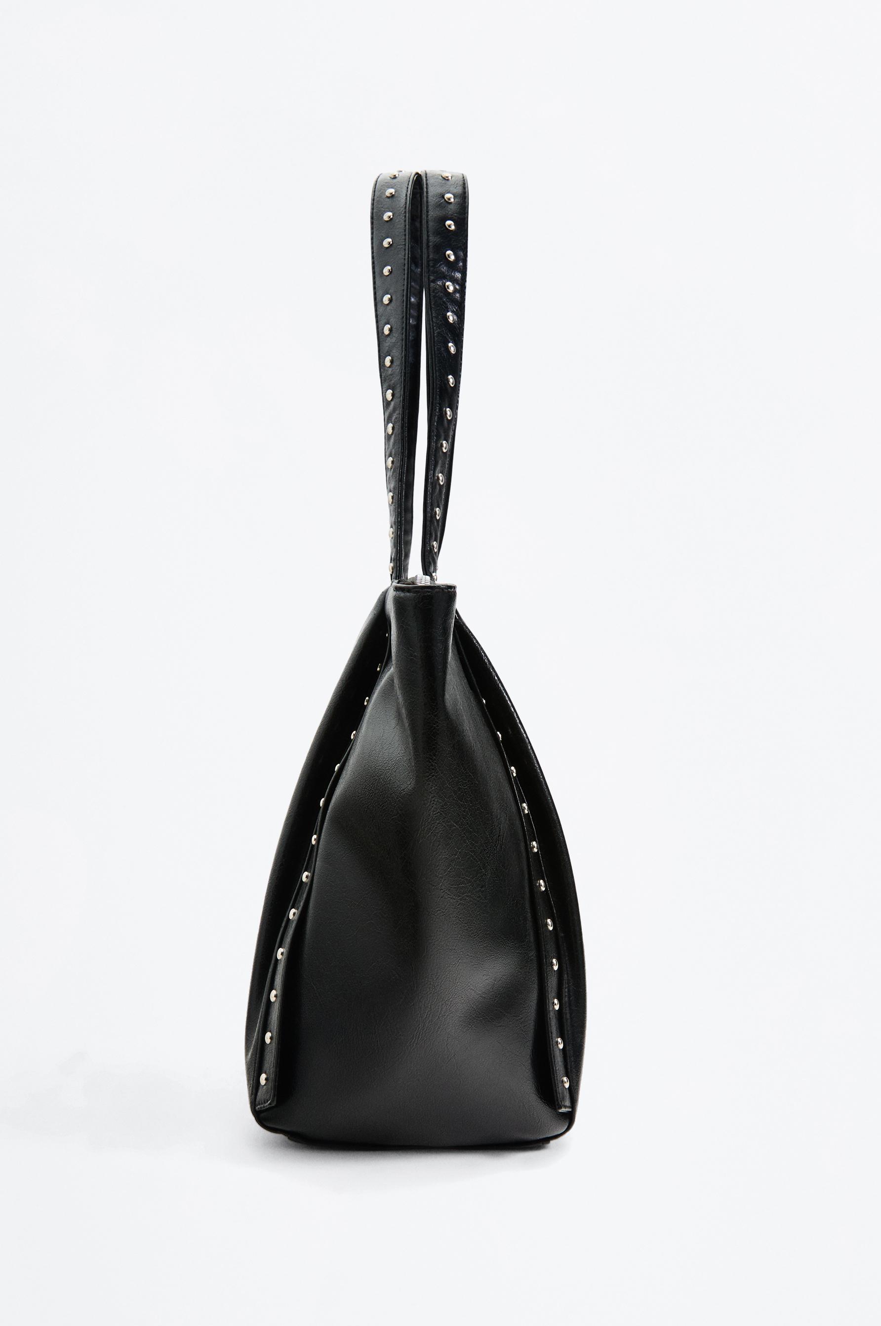 Shopper bag with stud detail — BLACK