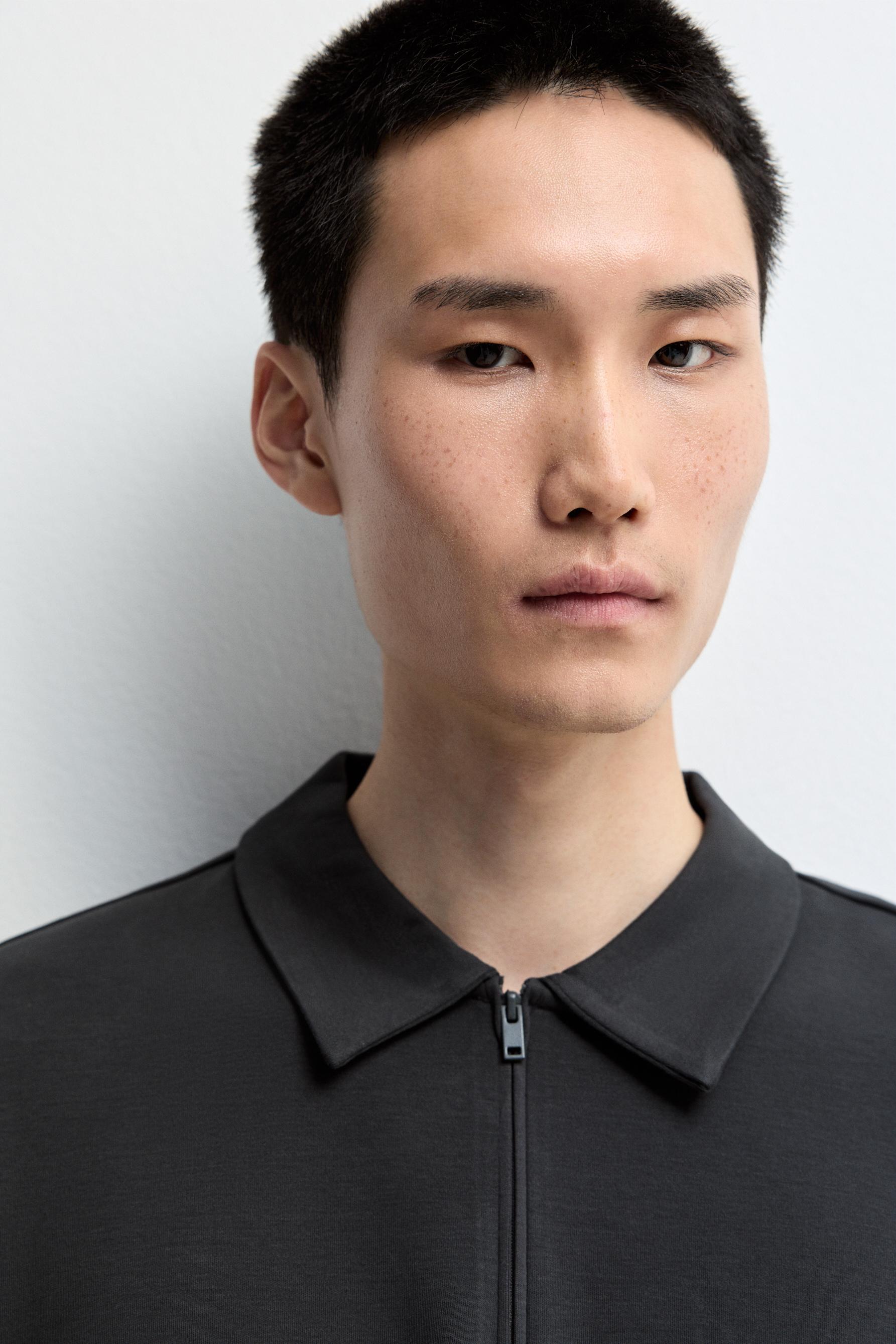 Interlock zip-up polo shirt — LEAD