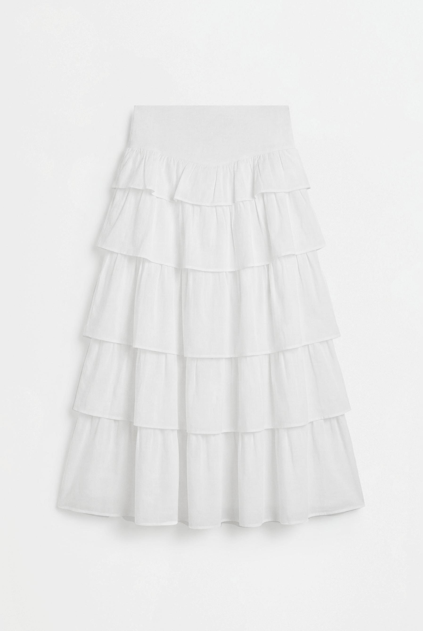Ruffled midi skirt — OFF WHITE