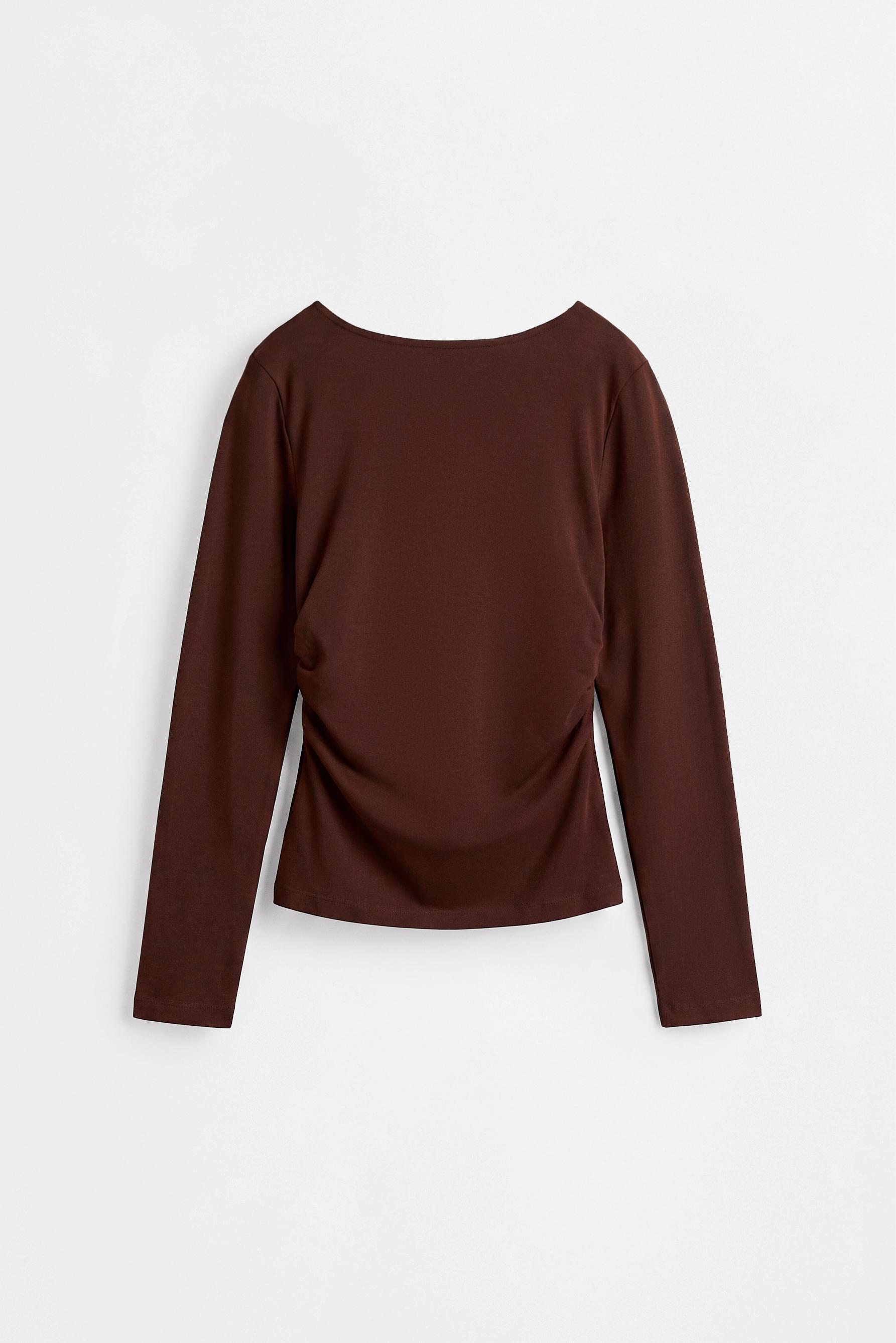 Ruched T-shirt — CHOCOLATE