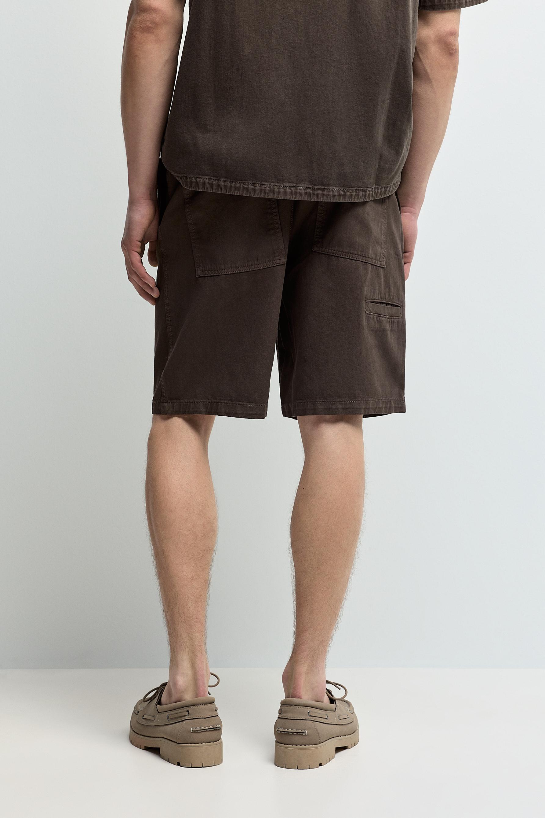Denim jogger Bermuda shorts — CHOCOLATE