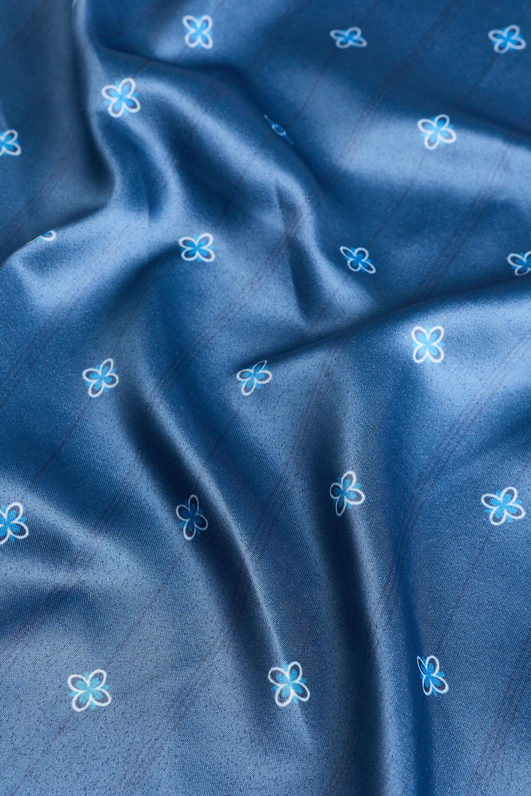 Printed satin scarf — DARK BLUE
