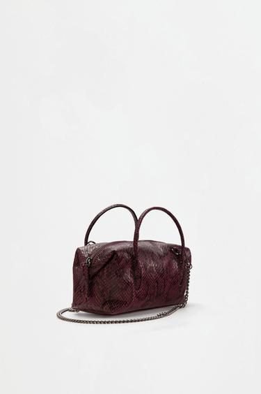 Animal print mini bowling crossbody bag — BURGUNDY 2