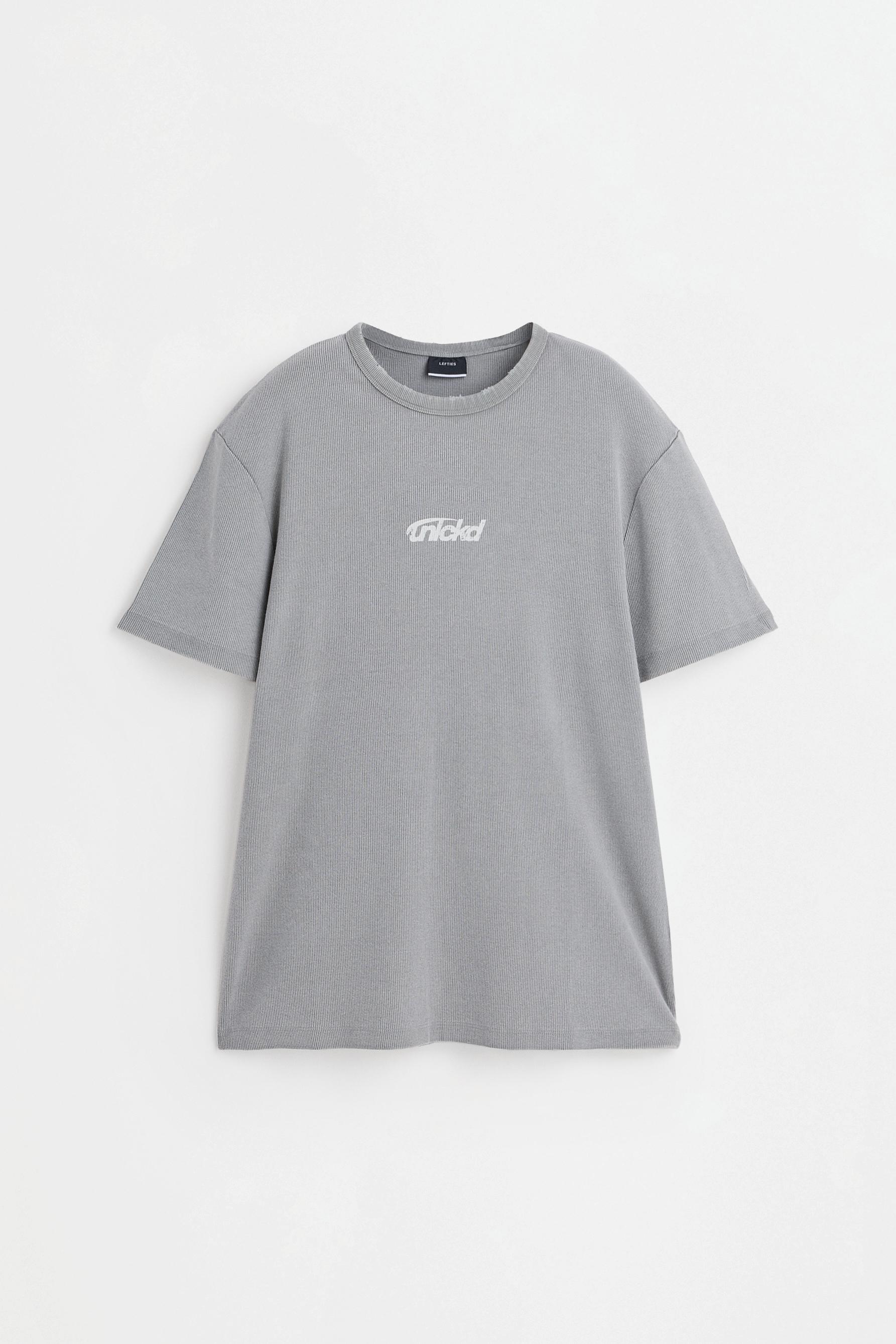 Ribbed Printed T-shirt — GREYISH