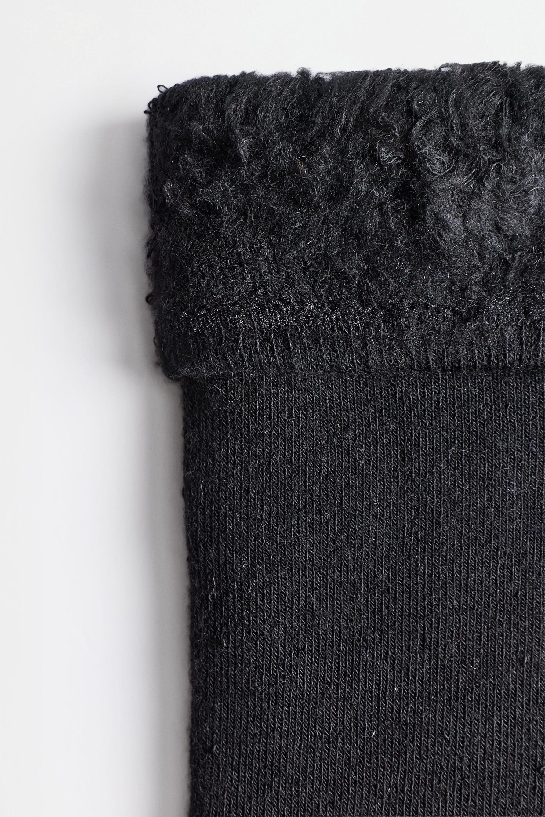 Terrycloth long socks (2-pack) — BLACK MARL