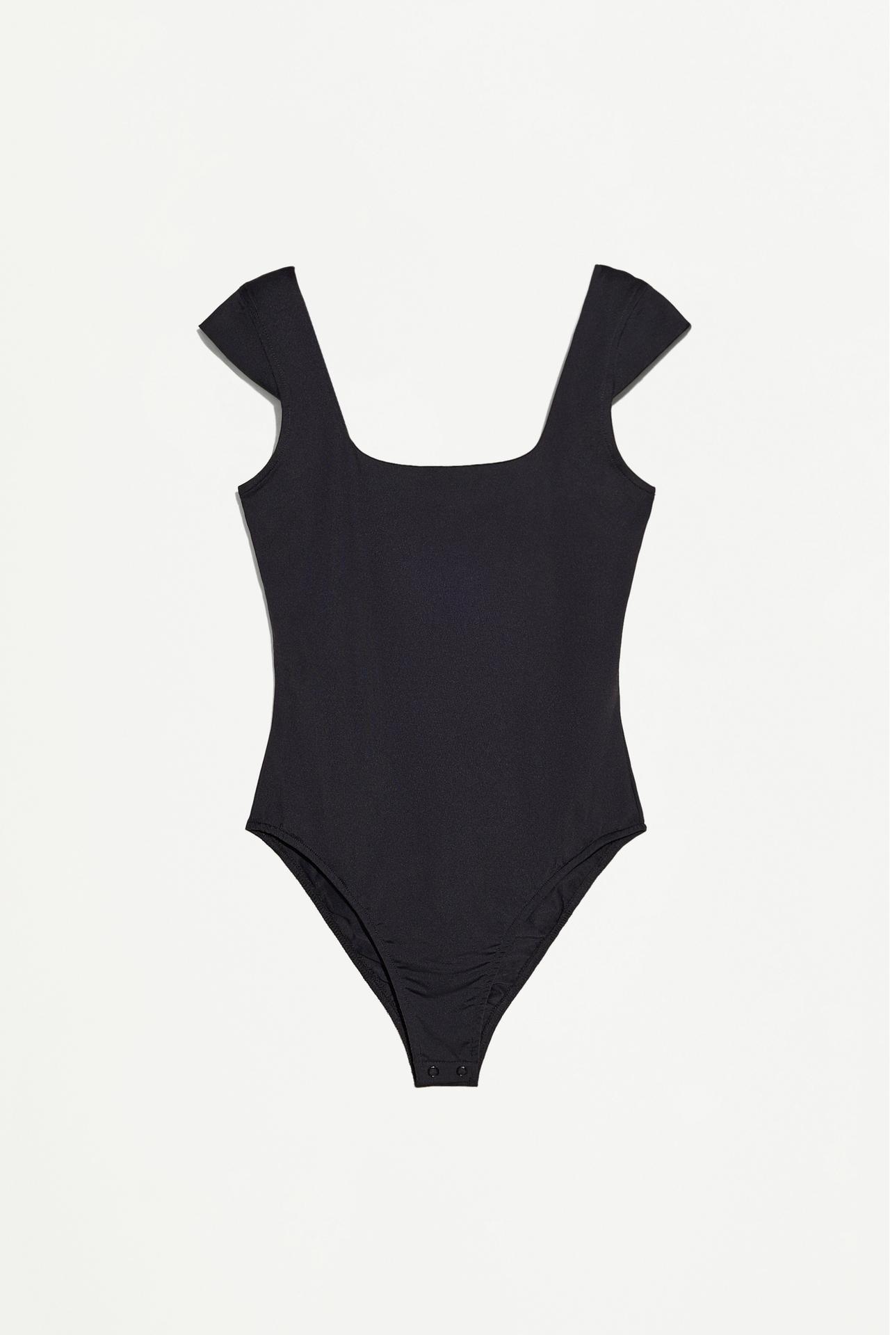 Short sleeve polyamide bodysuit — BLACK