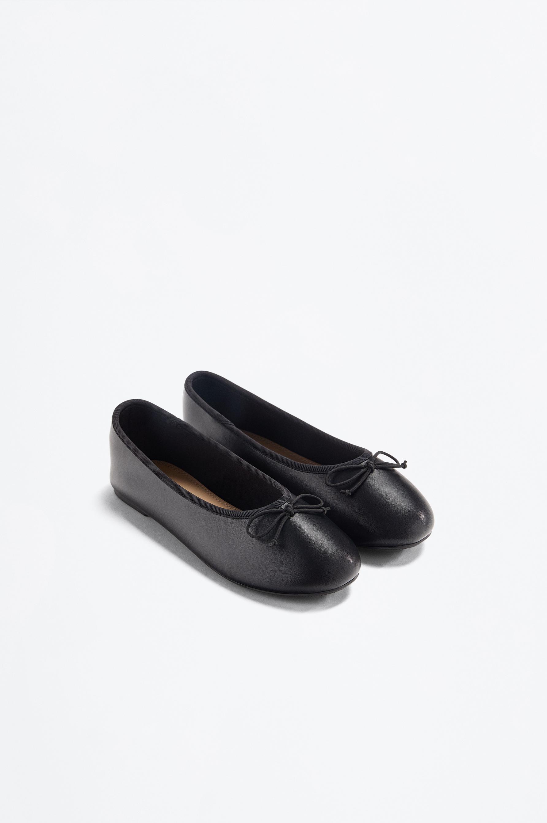 Bow ballerina flats — BLACK
