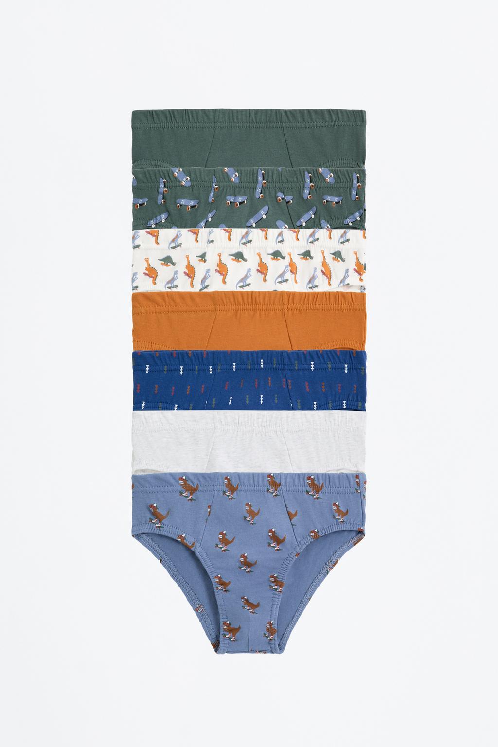 Conjunto 7 boxers slip dinossauros